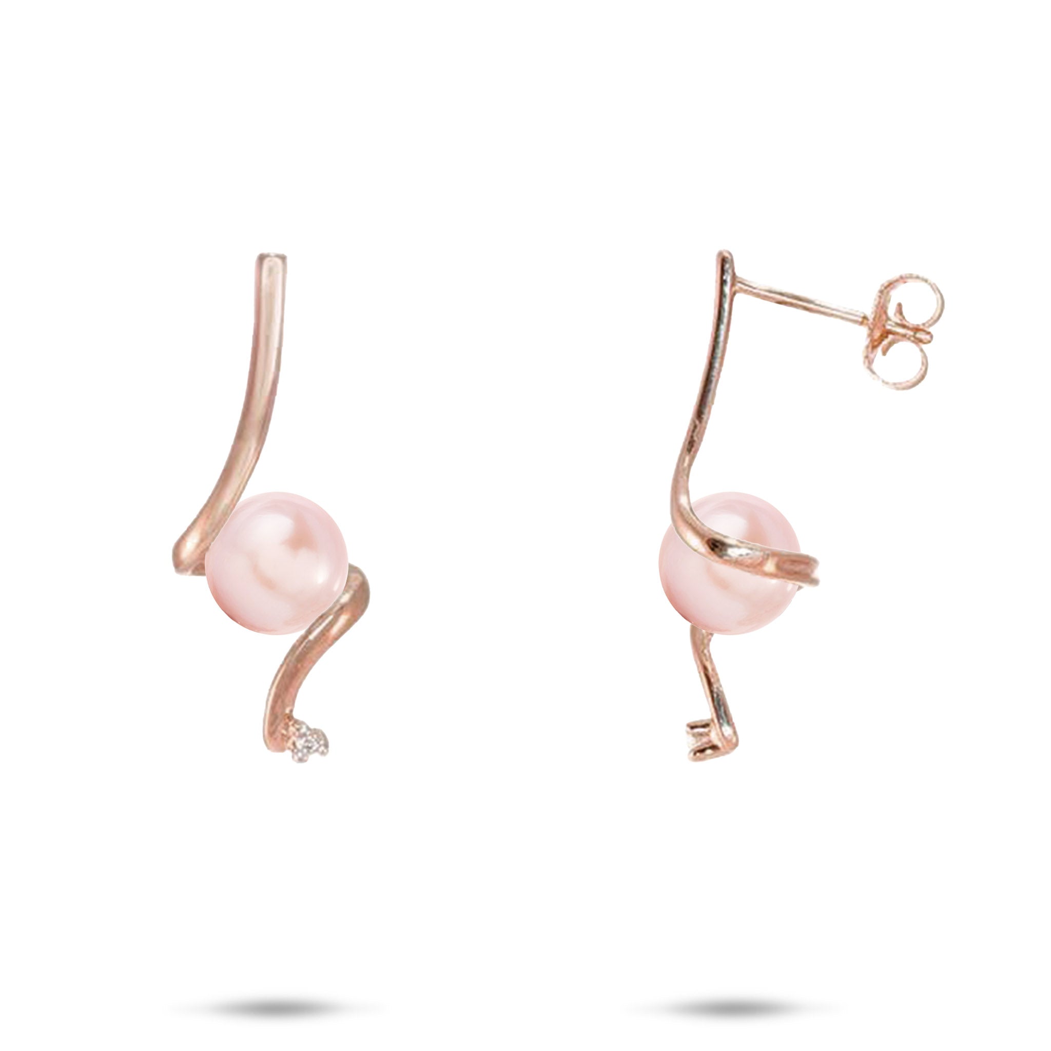 Pick A Pearl Waterfall Earrings in Rose Gold with Diamonds