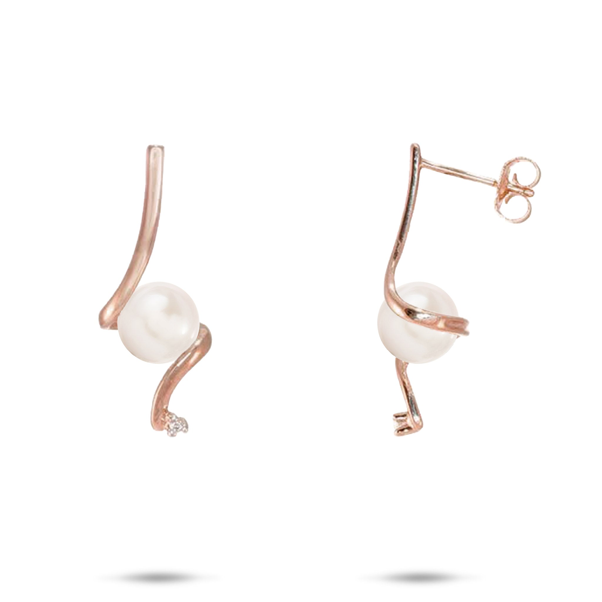 Pick A Pearl Waterfall Earrings in Rose Gold with Diamonds