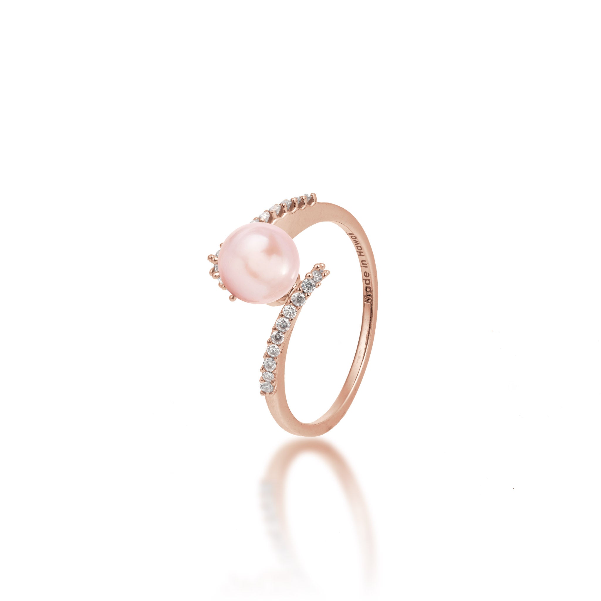 Pick A Pearl Bypass Ring in Rose Gold with Diamonds