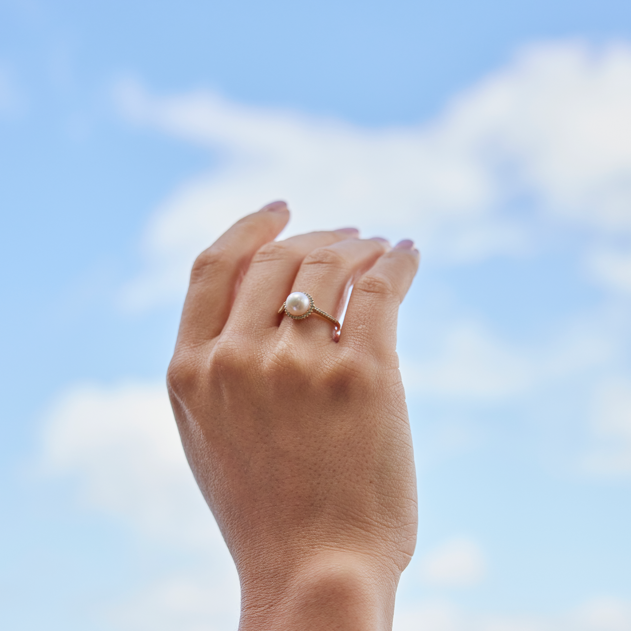 Pick A Pearl Halo Ring in Gold with Diamonds