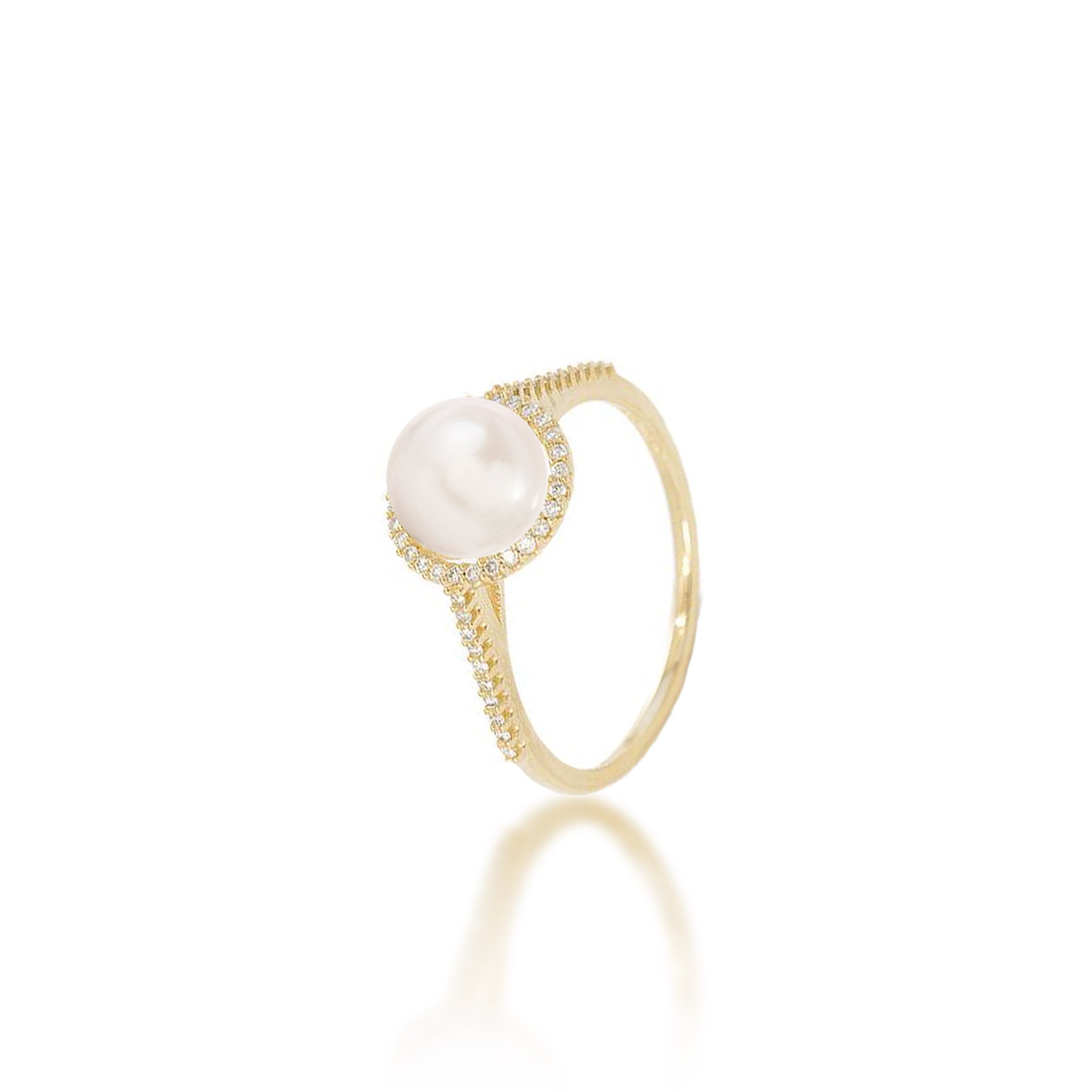 Pick A Pearl Halo Ring in Gold with Diamonds