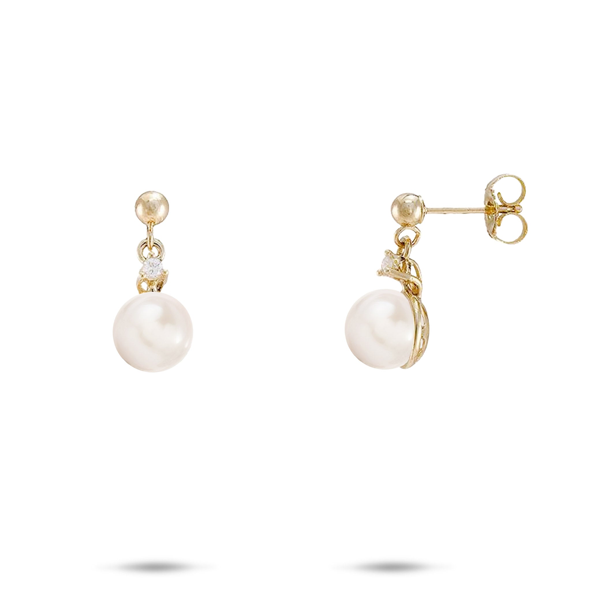 Pick A Pearl Earrings in Gold with Diamonds