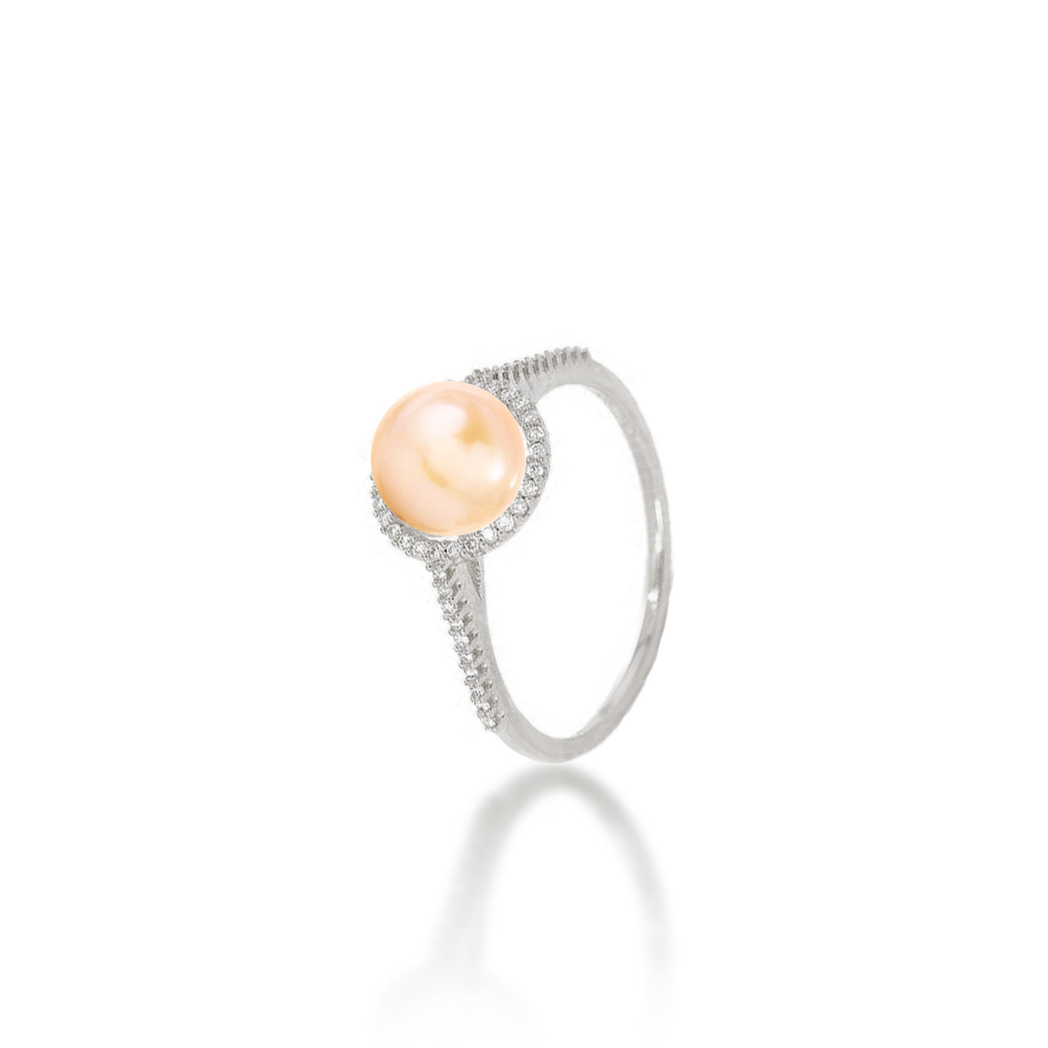Pick A Pearl Halo Ring in White Gold with Diamonds