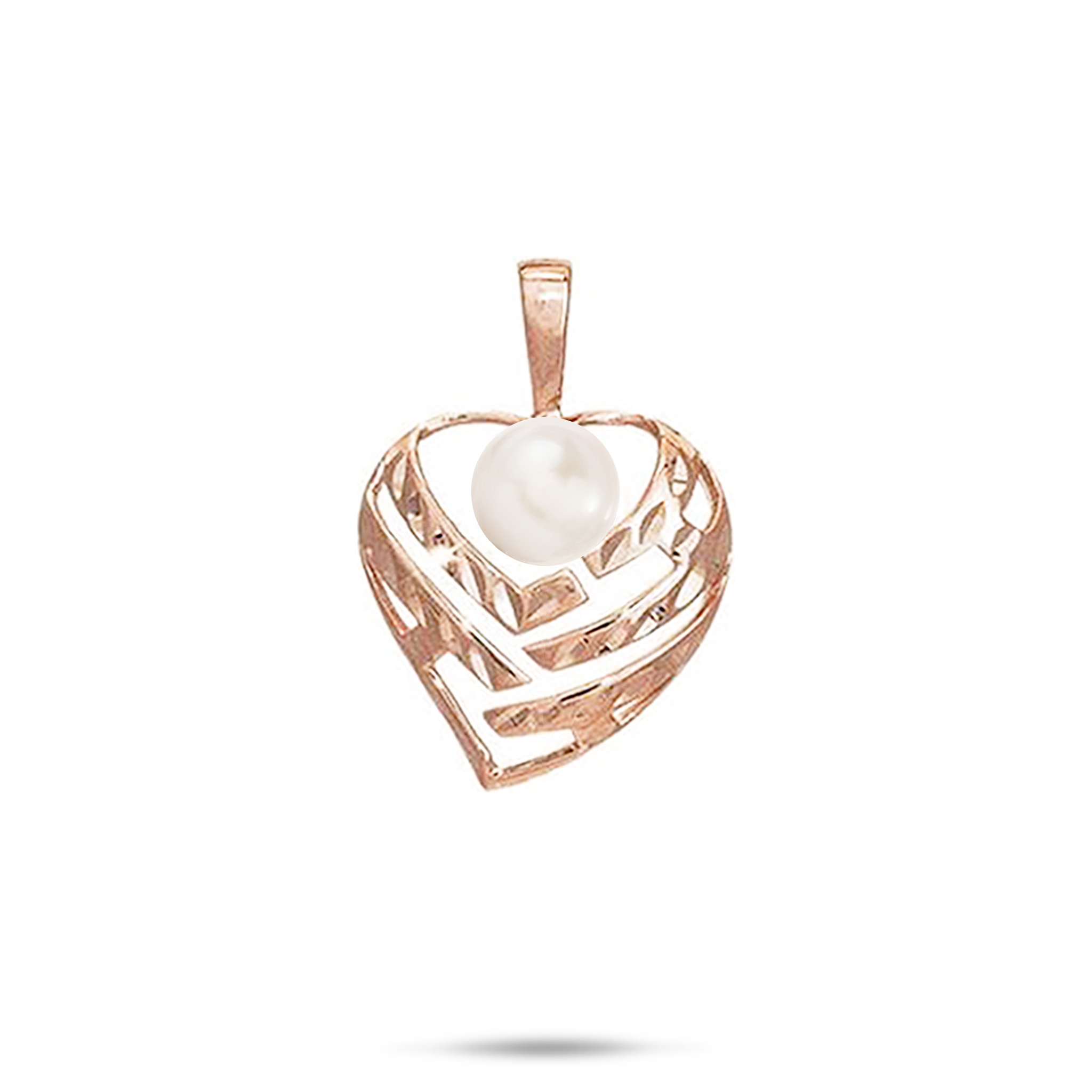 Pick A Pearl Aloha Heart Pendant in Rose Gold - 18mm