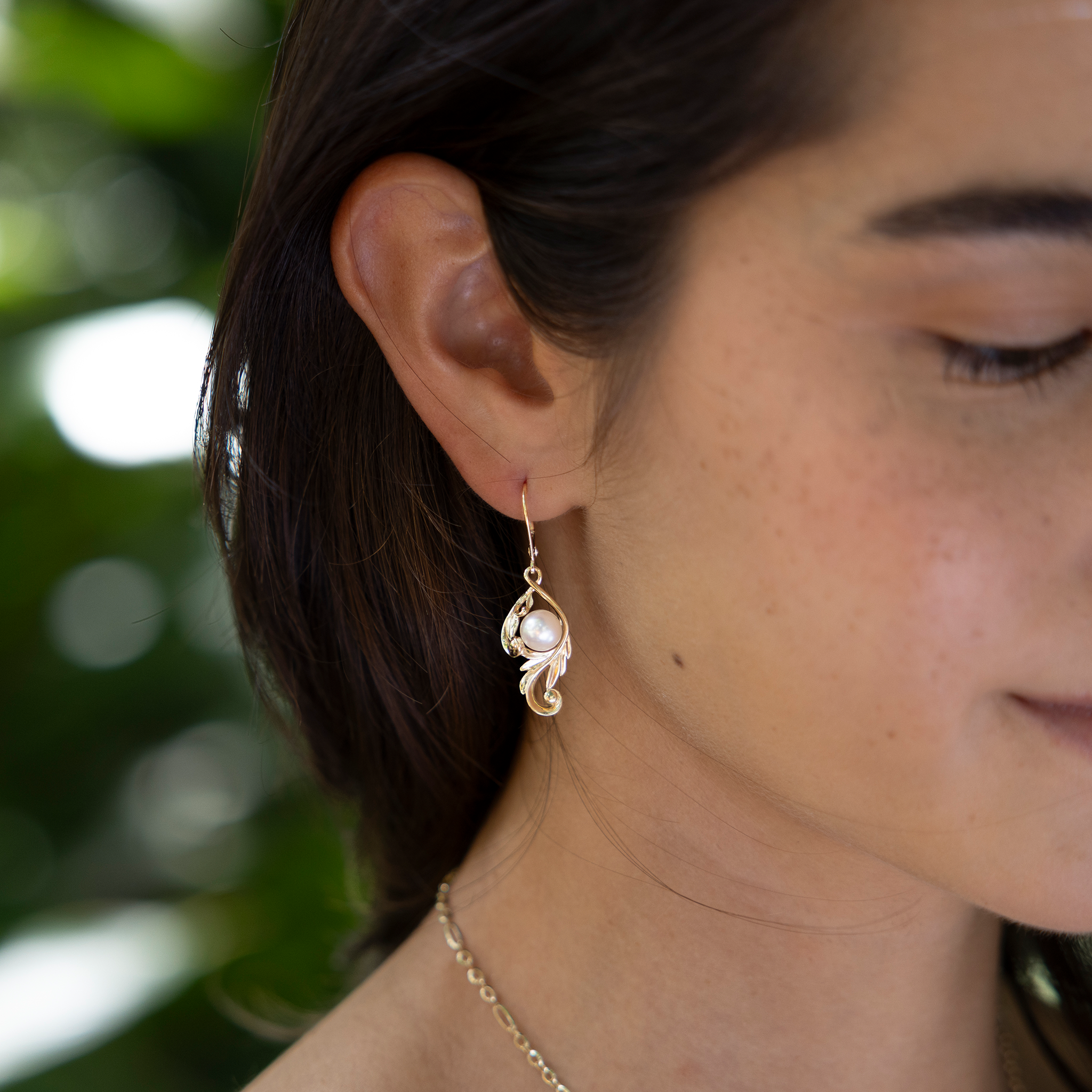 Pick A Pearl Maile Scroll Earrings in Gold - 26mm