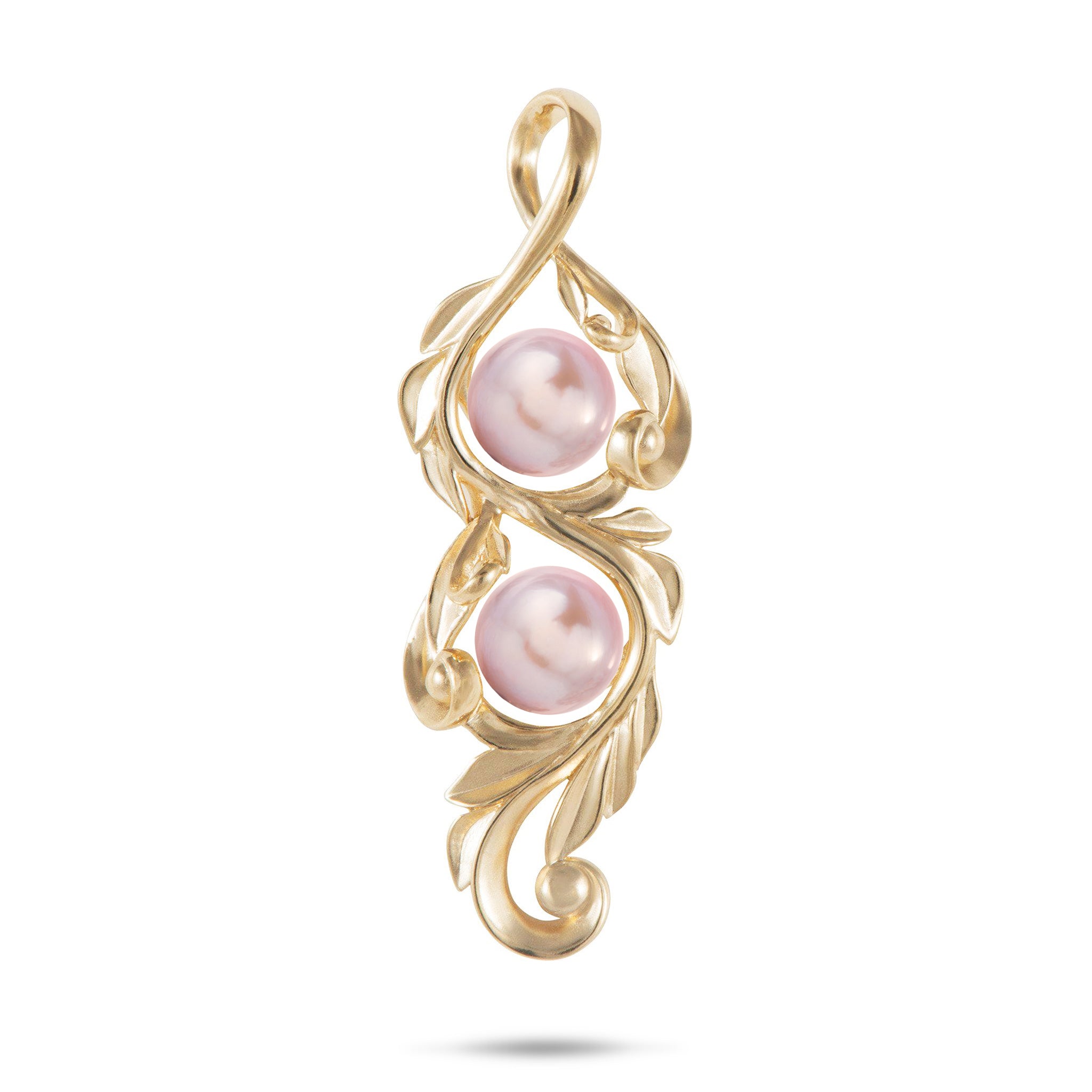Pick A Pearl Maile Scroll Pendant in Gold - 41mm