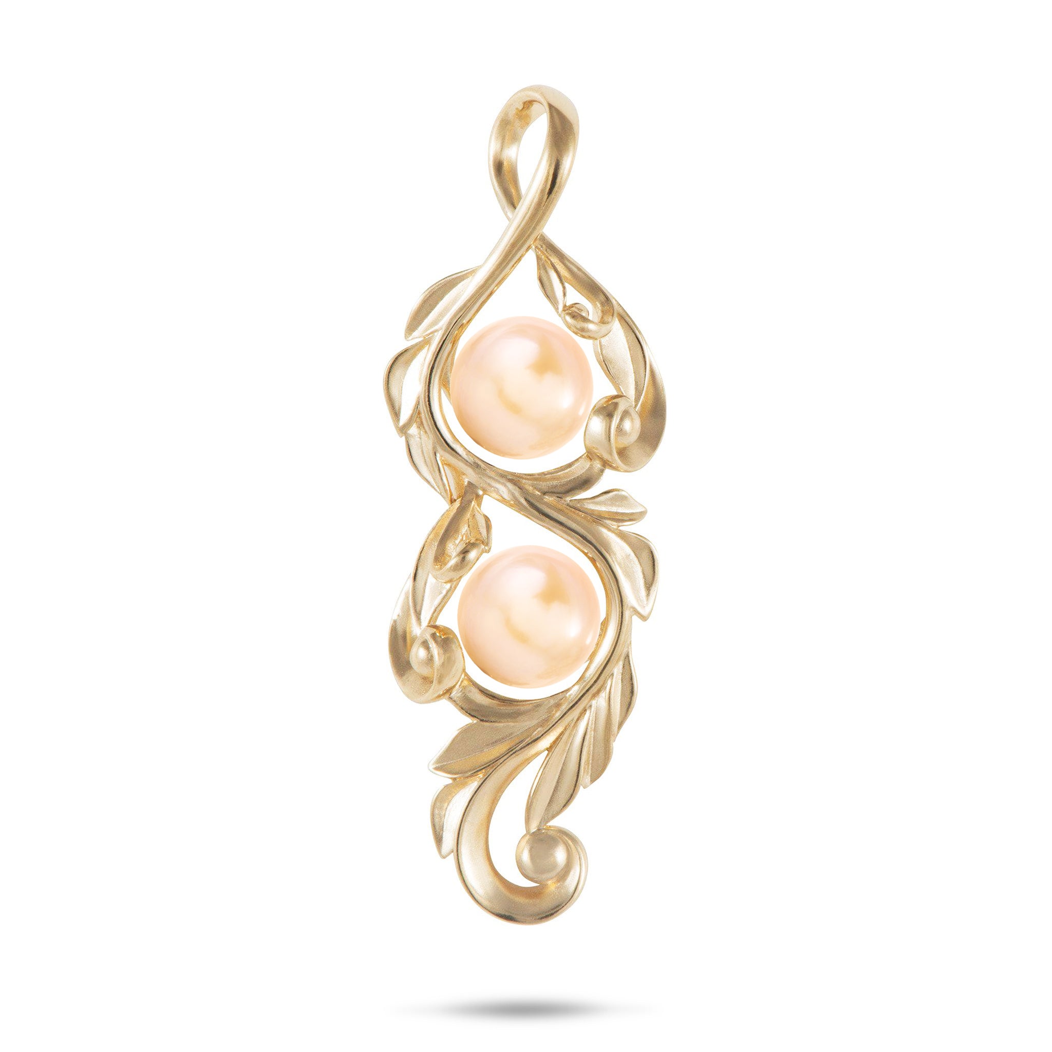 Pick A Pearl Maile Scroll Pendant in Gold - 41mm