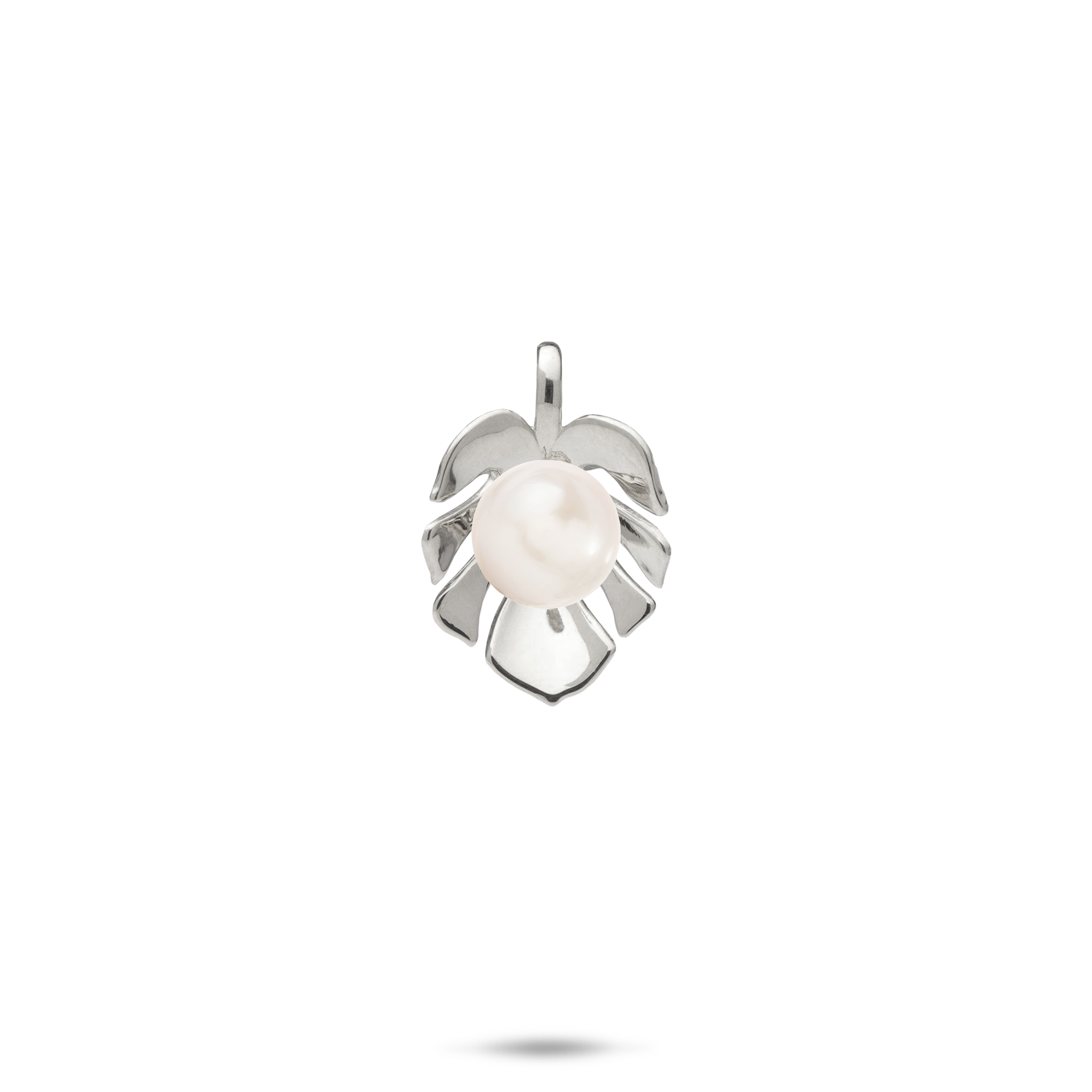 Pick A Pearl Monstera Pendant in White Gold