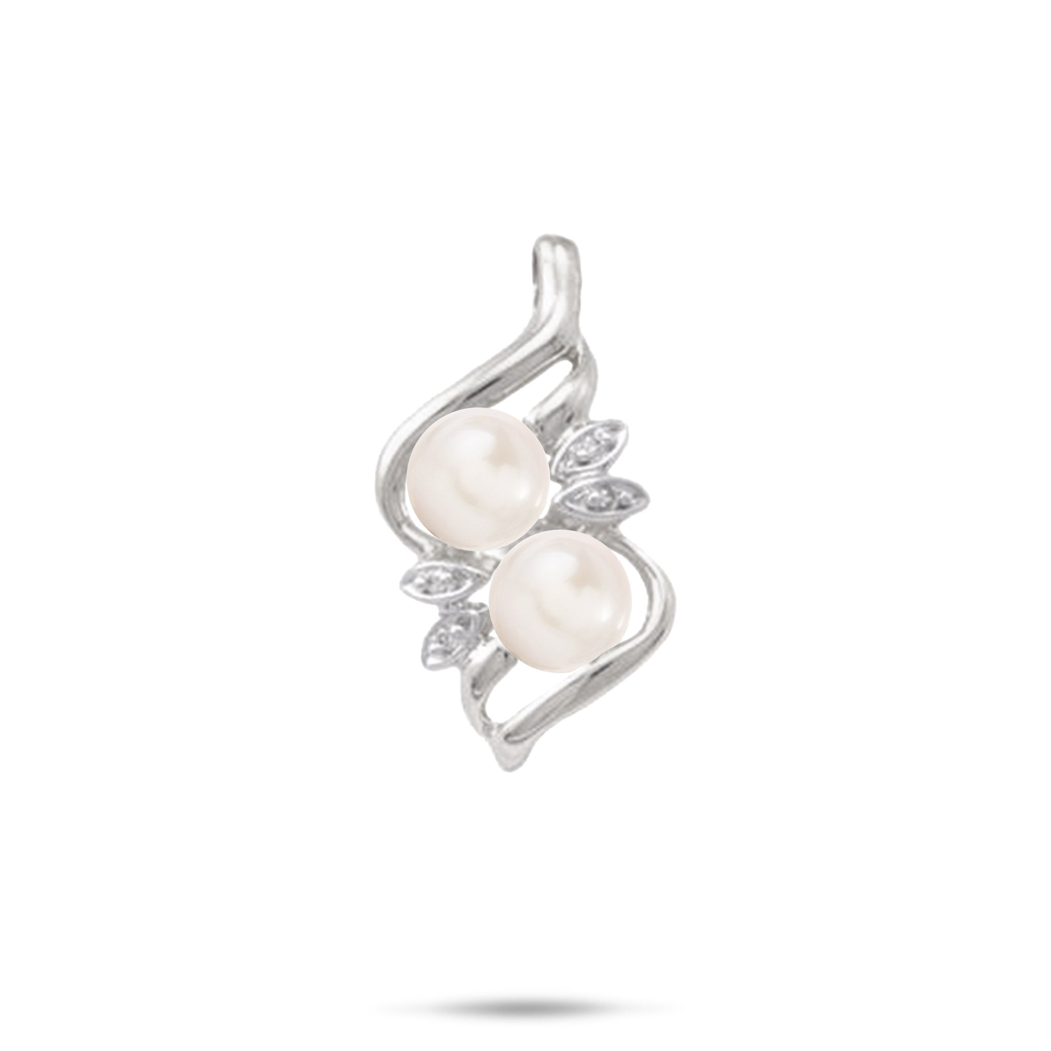 Pick A Pearl Maile Pendant in White Gold with Diamonds