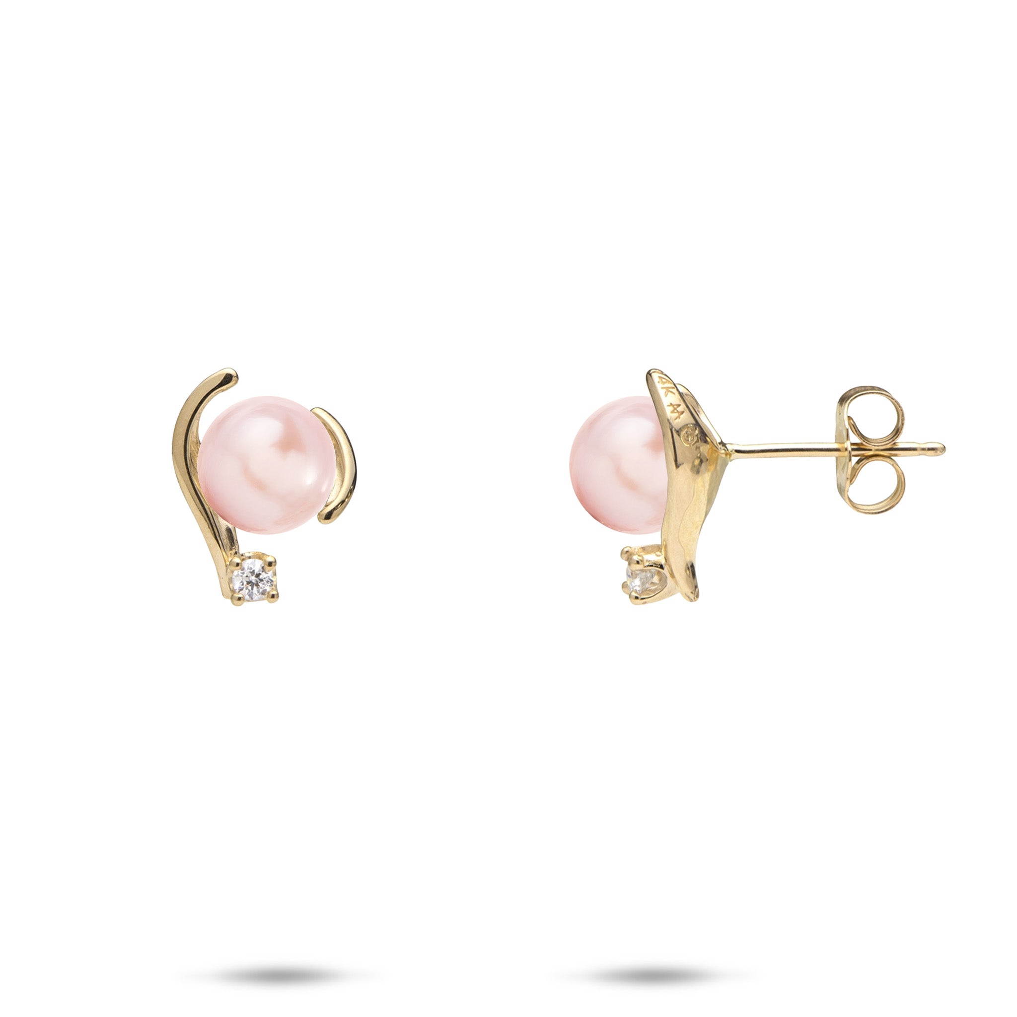 Pick A Pearl Earrings in Gold with Diamonds - 12mm