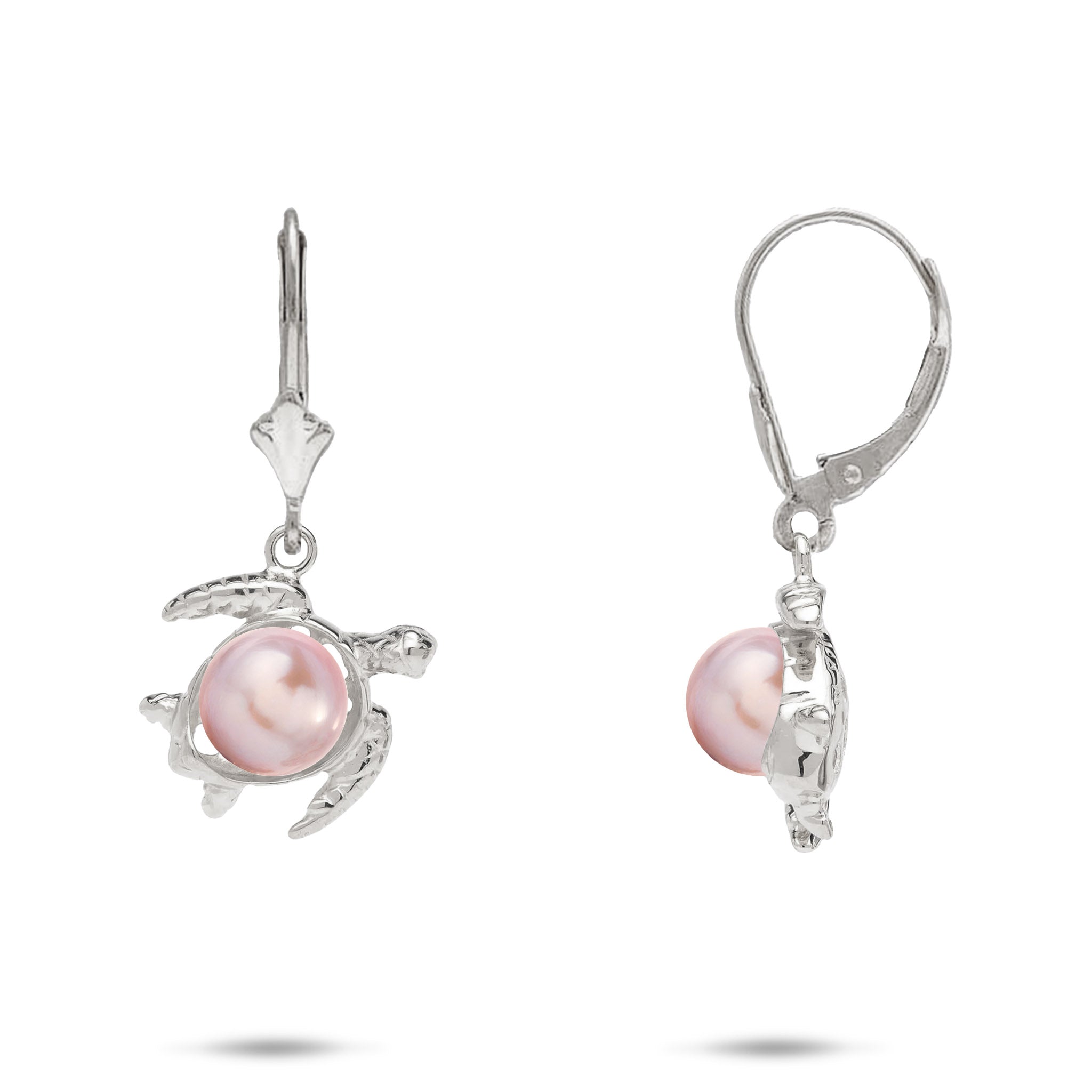 Pick A Pearl Honu Earrings in White Gold
