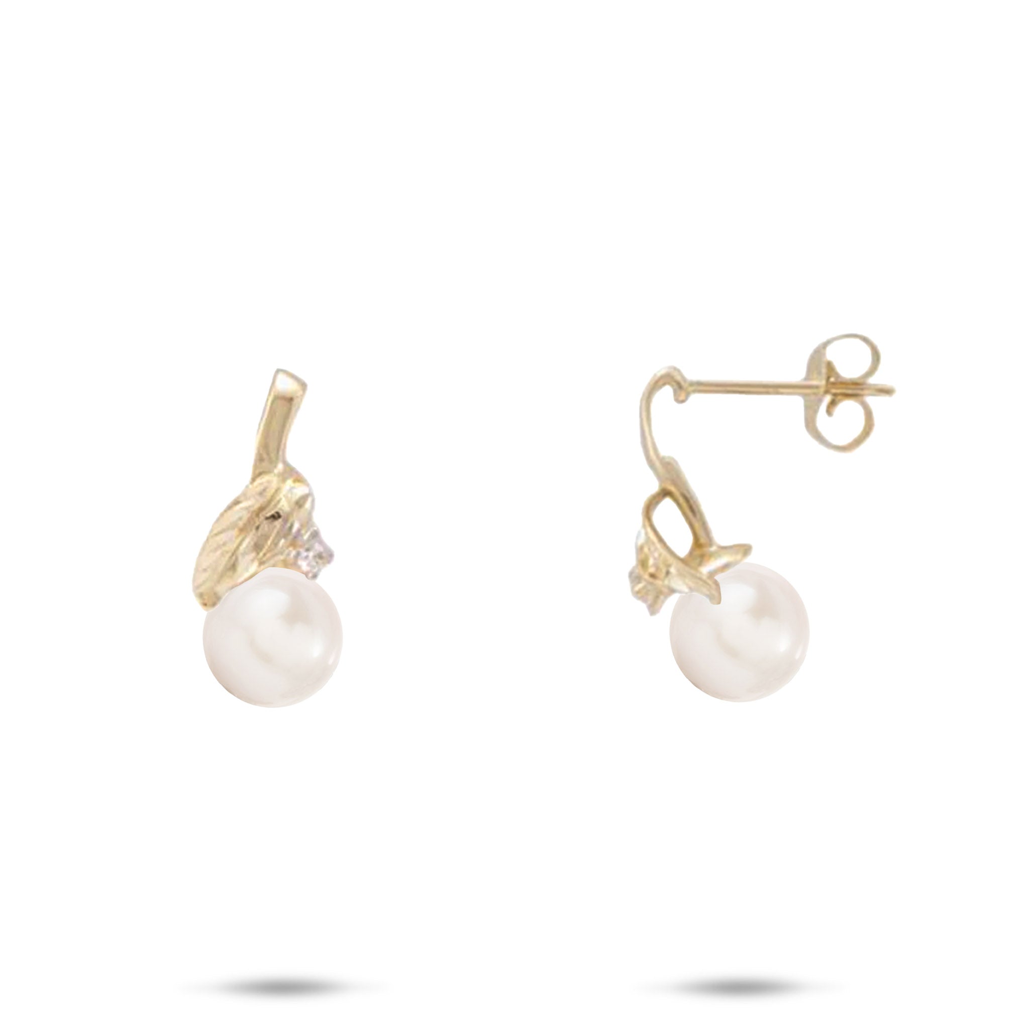 Pick A Pearl Maile Earring in Gold with Diamonds