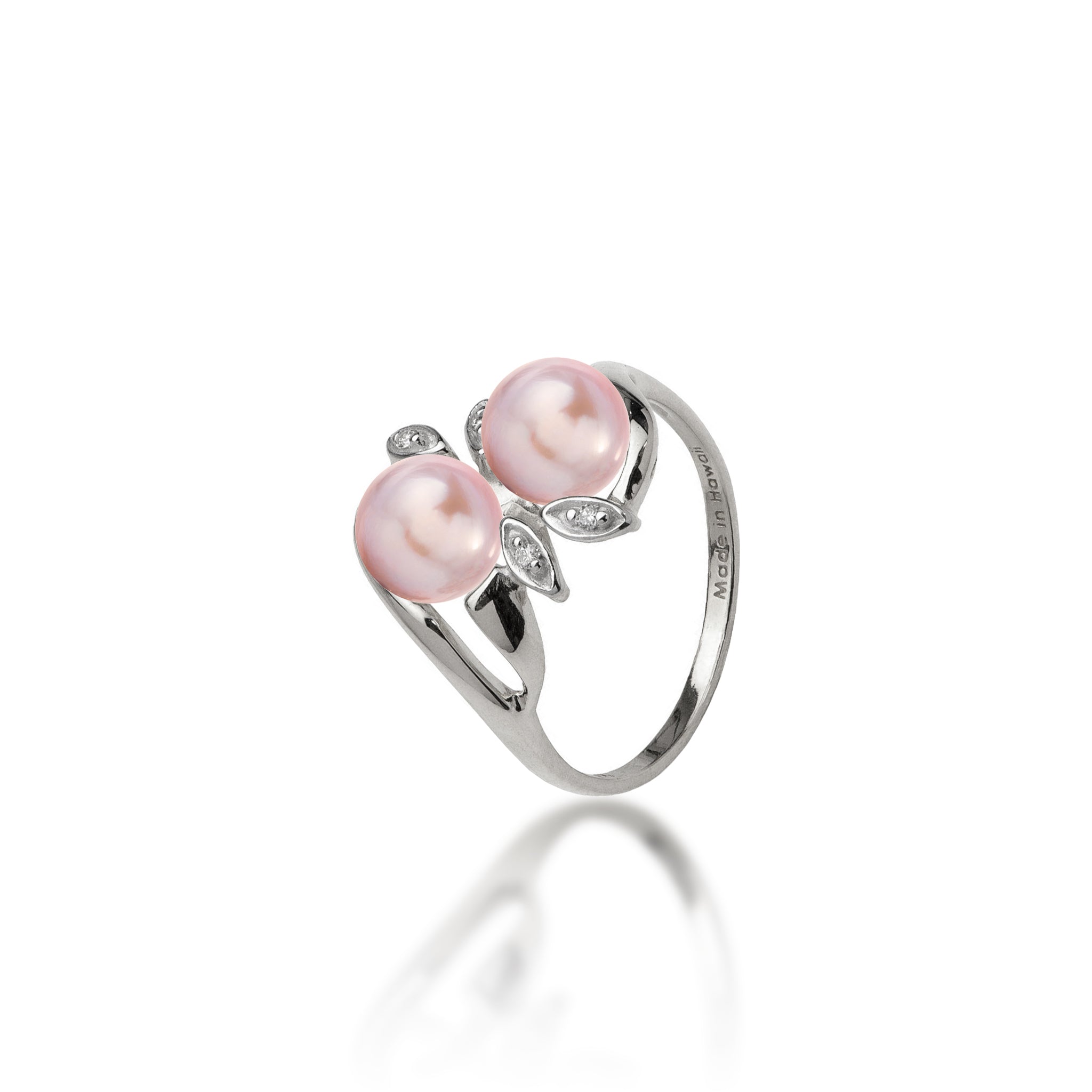 Pick A Pearl Maile Ring in White Gold with Diamonds