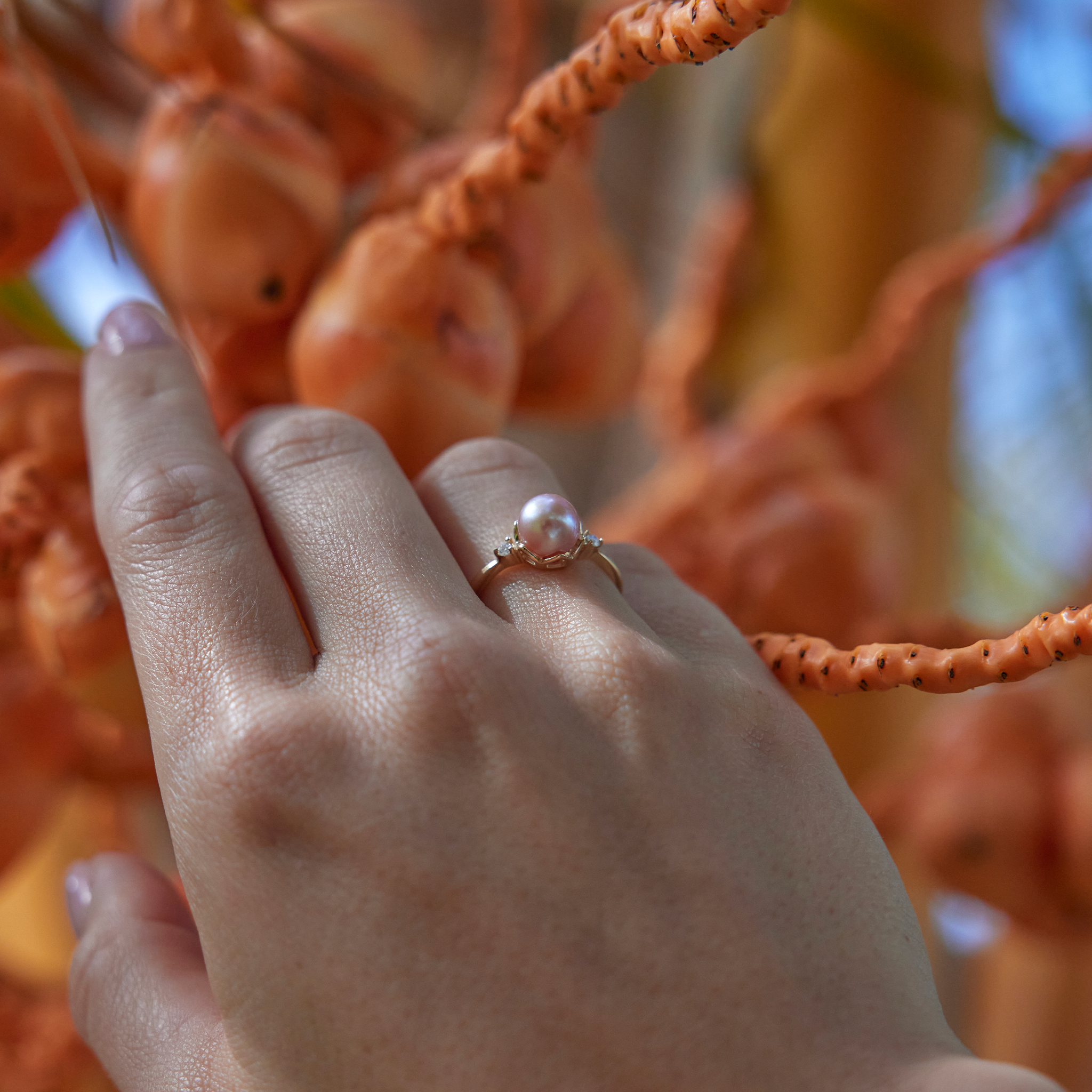 Pick A Pearl Crown Ring in Gold with Diamonds
