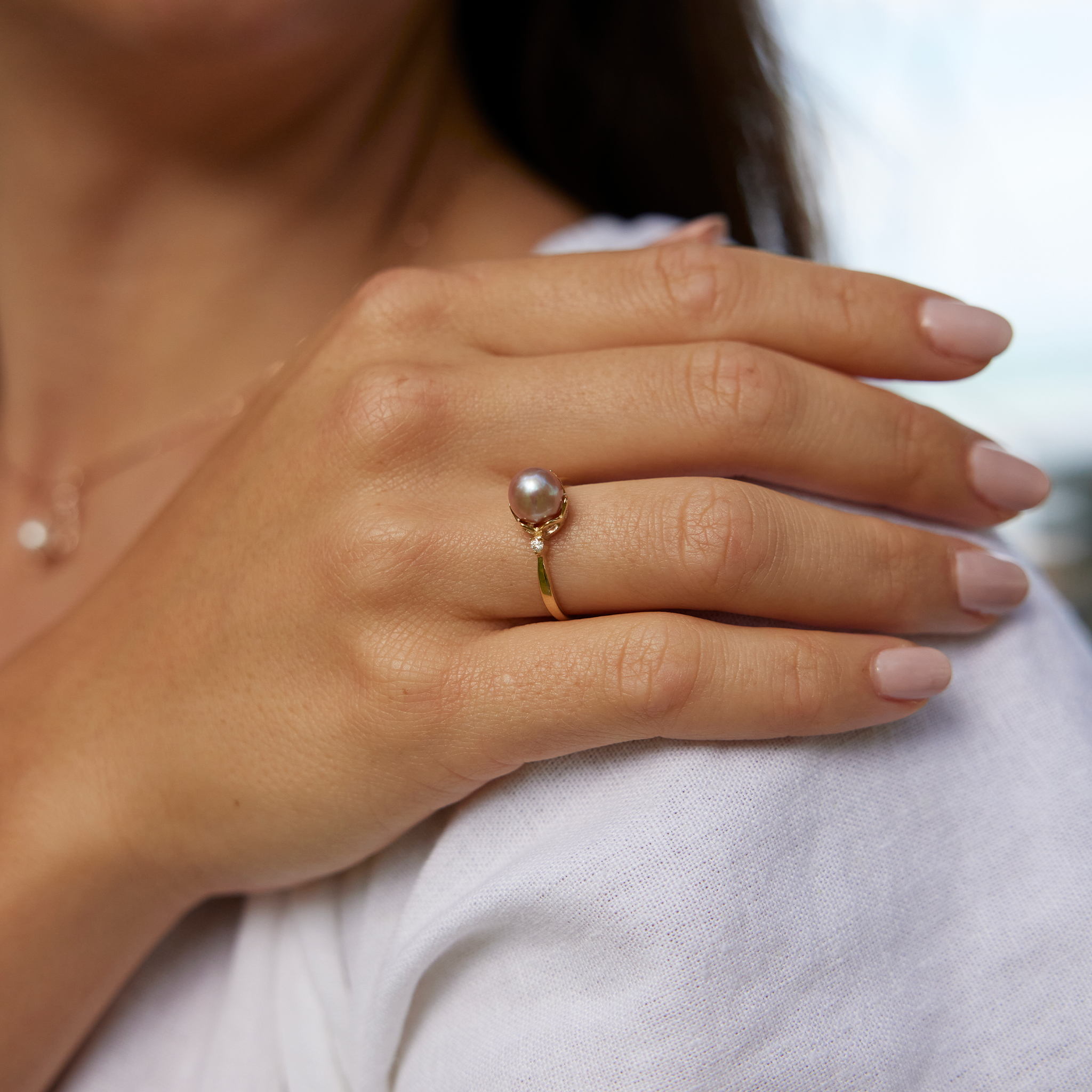 Pick A Pearl Crown Ring in Gold with Diamonds