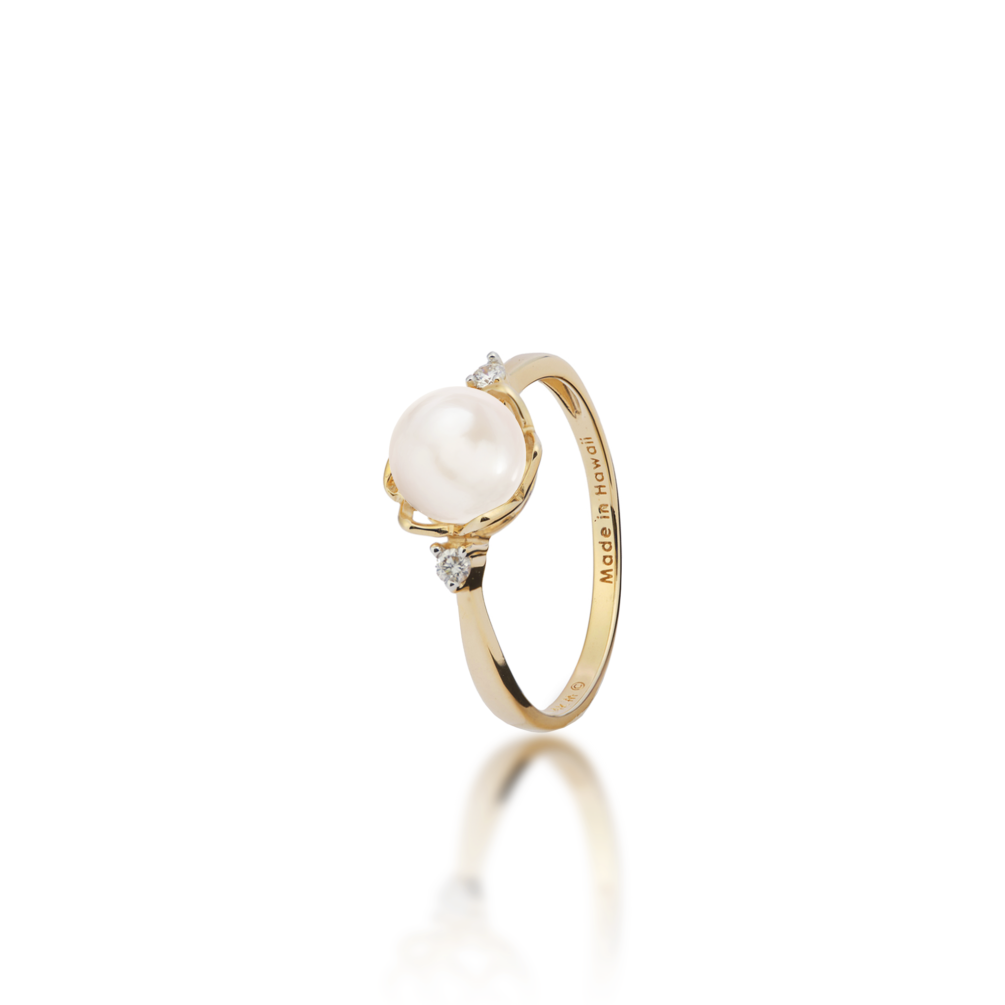 Pick A Pearl Crown Ring in Gold with Diamonds