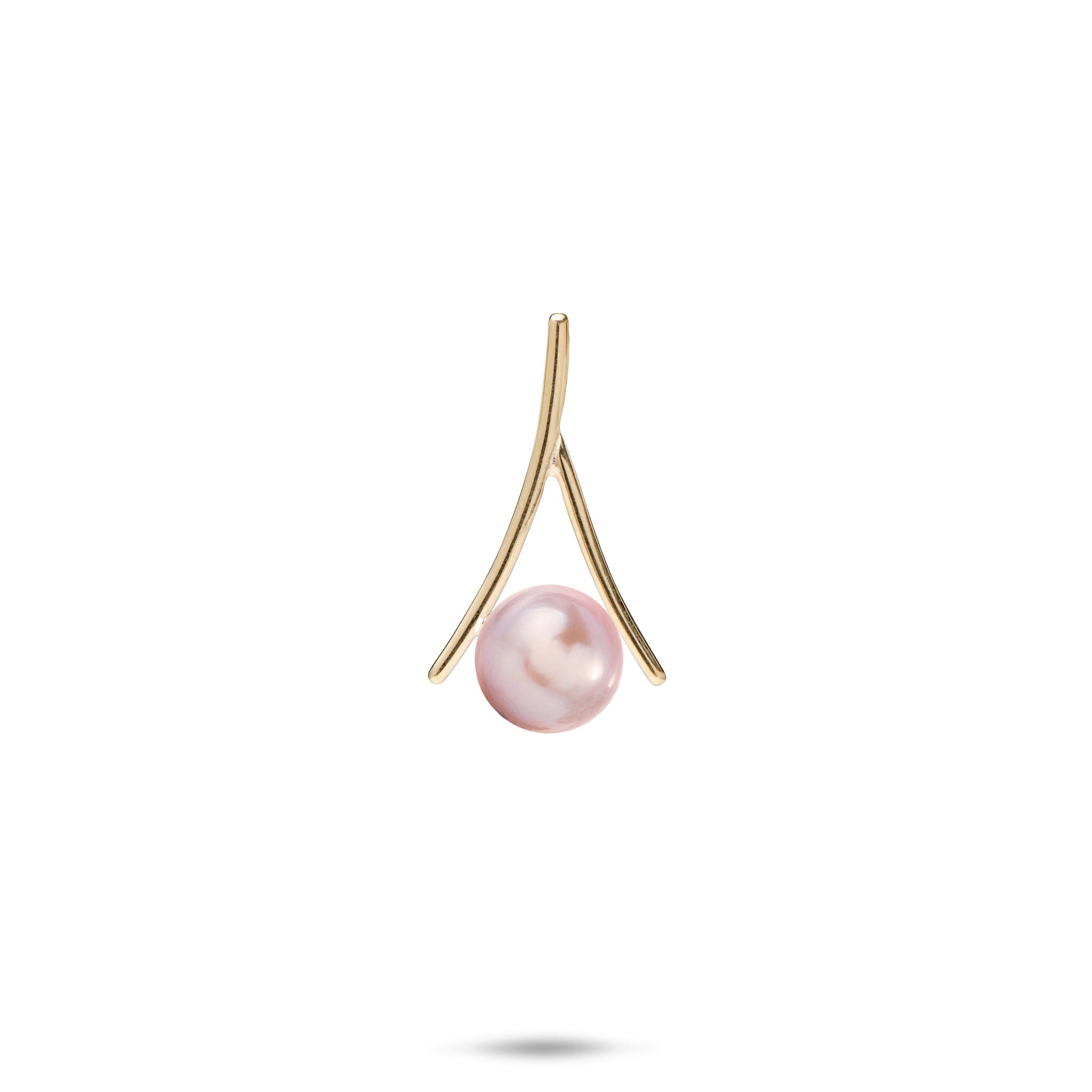 Pick A Pearl Wishbone Pendant in Gold
