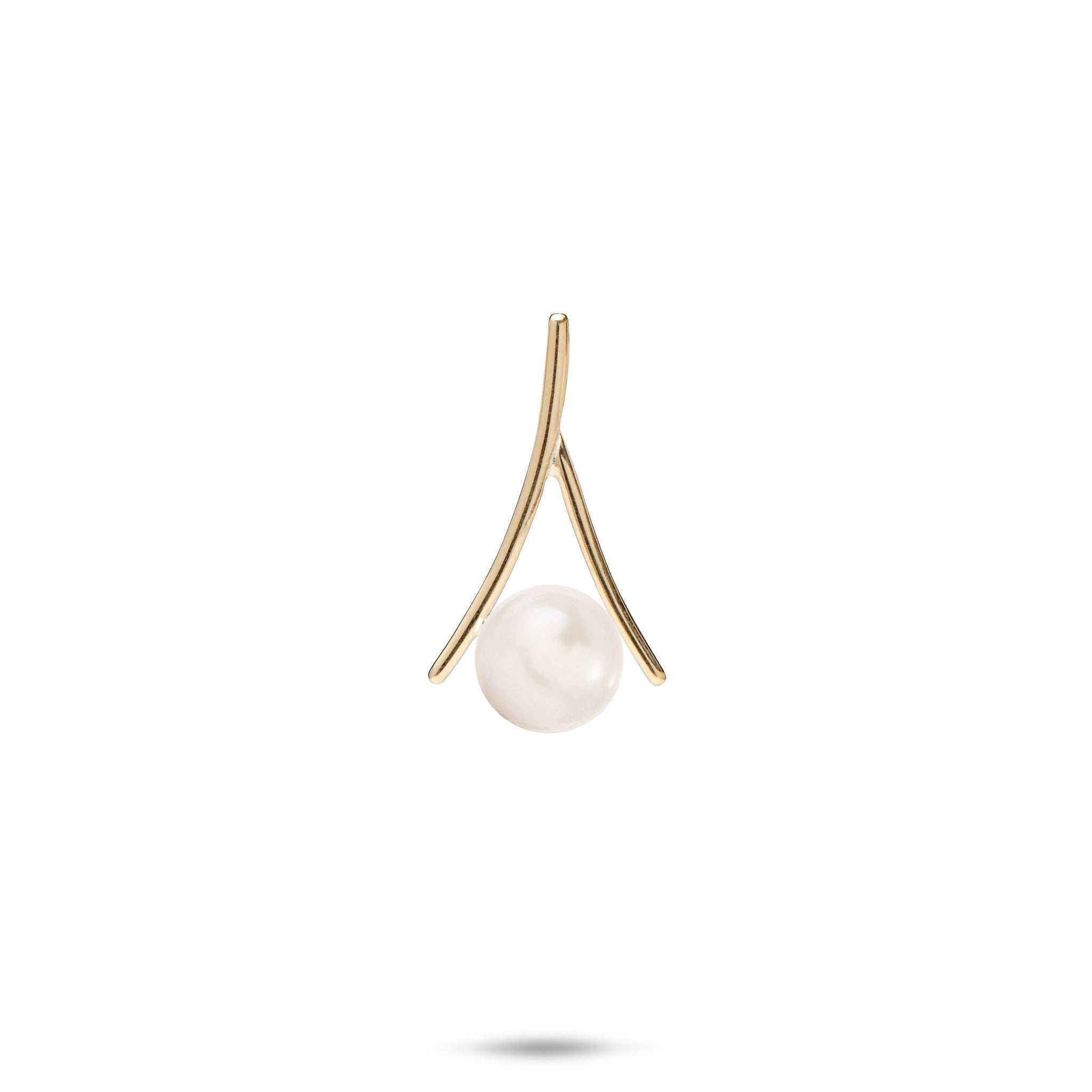 Pick A Pearl Wishbone Pendant in Gold