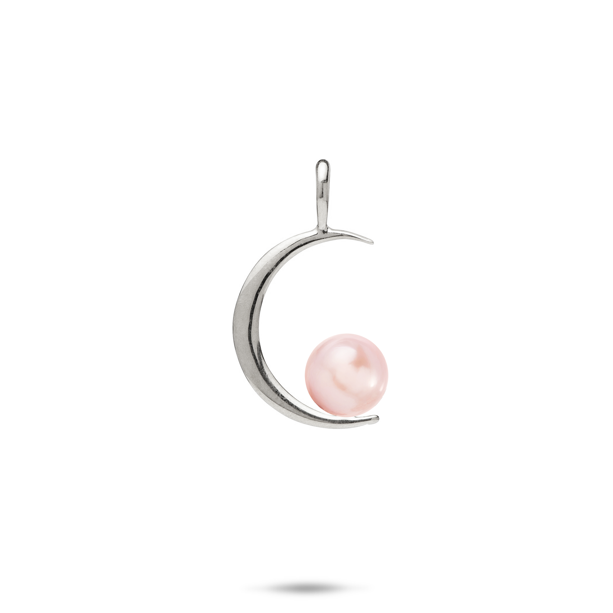 Pick A Pearl Crescent Moon Pendant in White Gold