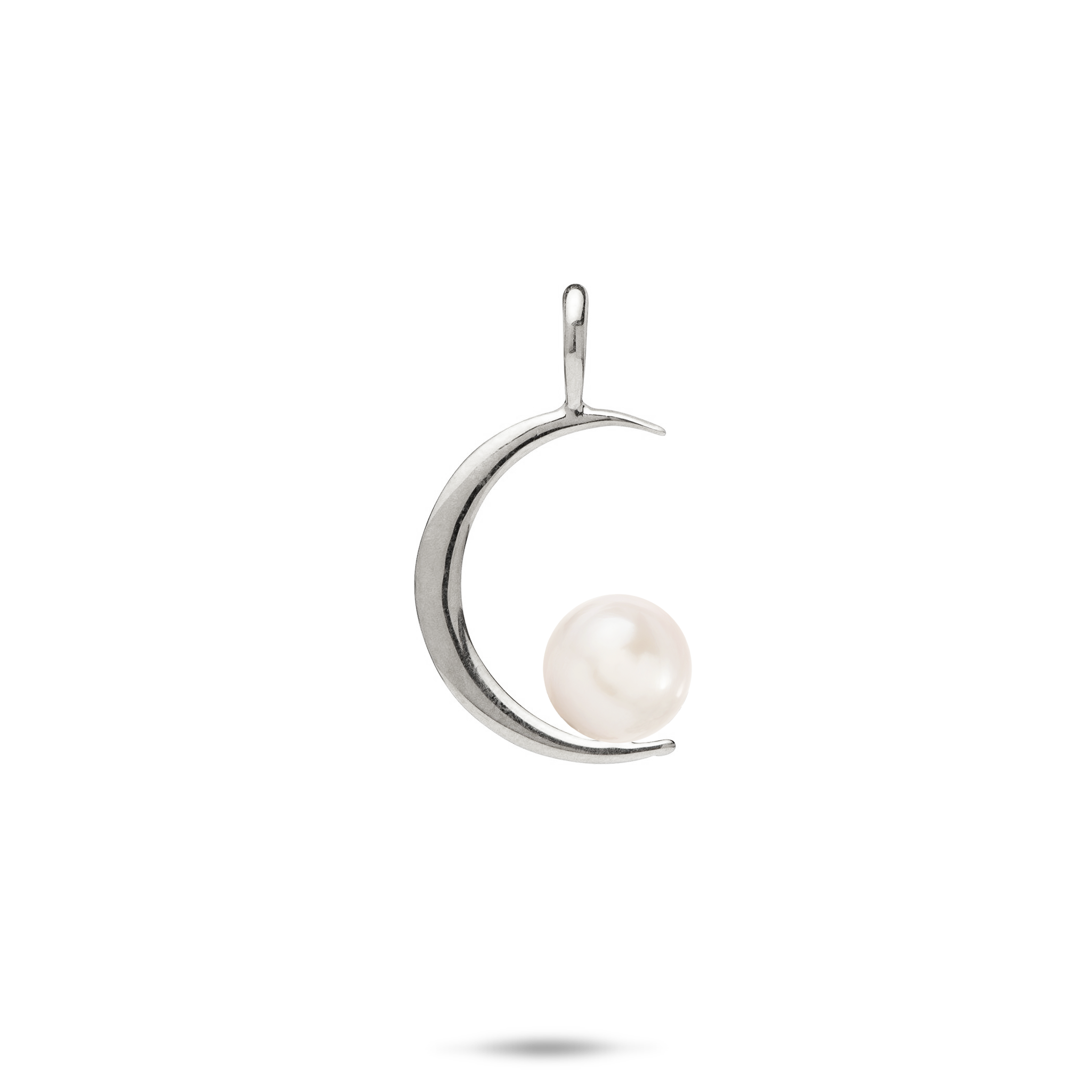 Pick A Pearl Crescent Moon Pendant in White Gold
