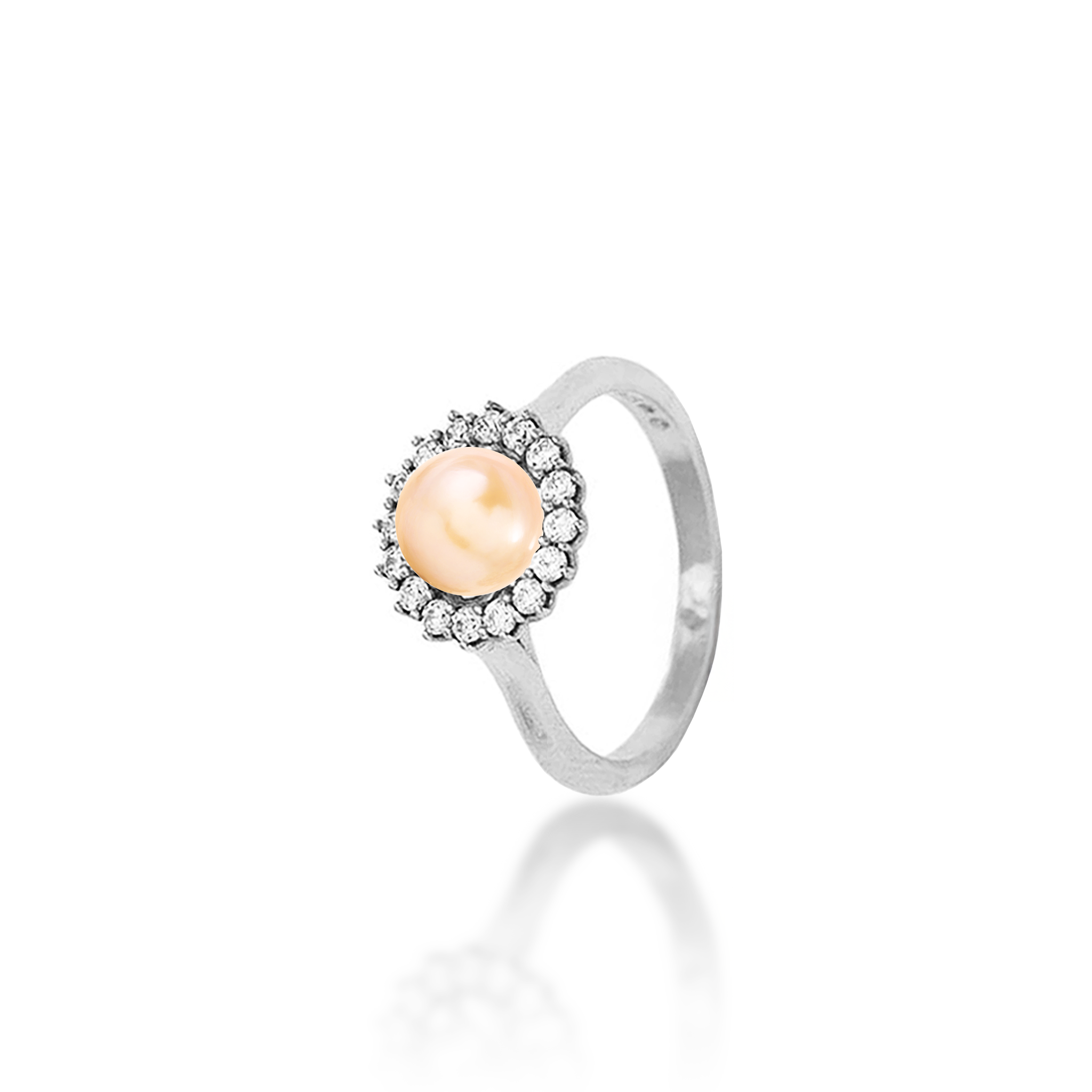 Pick A Pearl Halo Ring in Sterling Silver with Cubic Zirconia