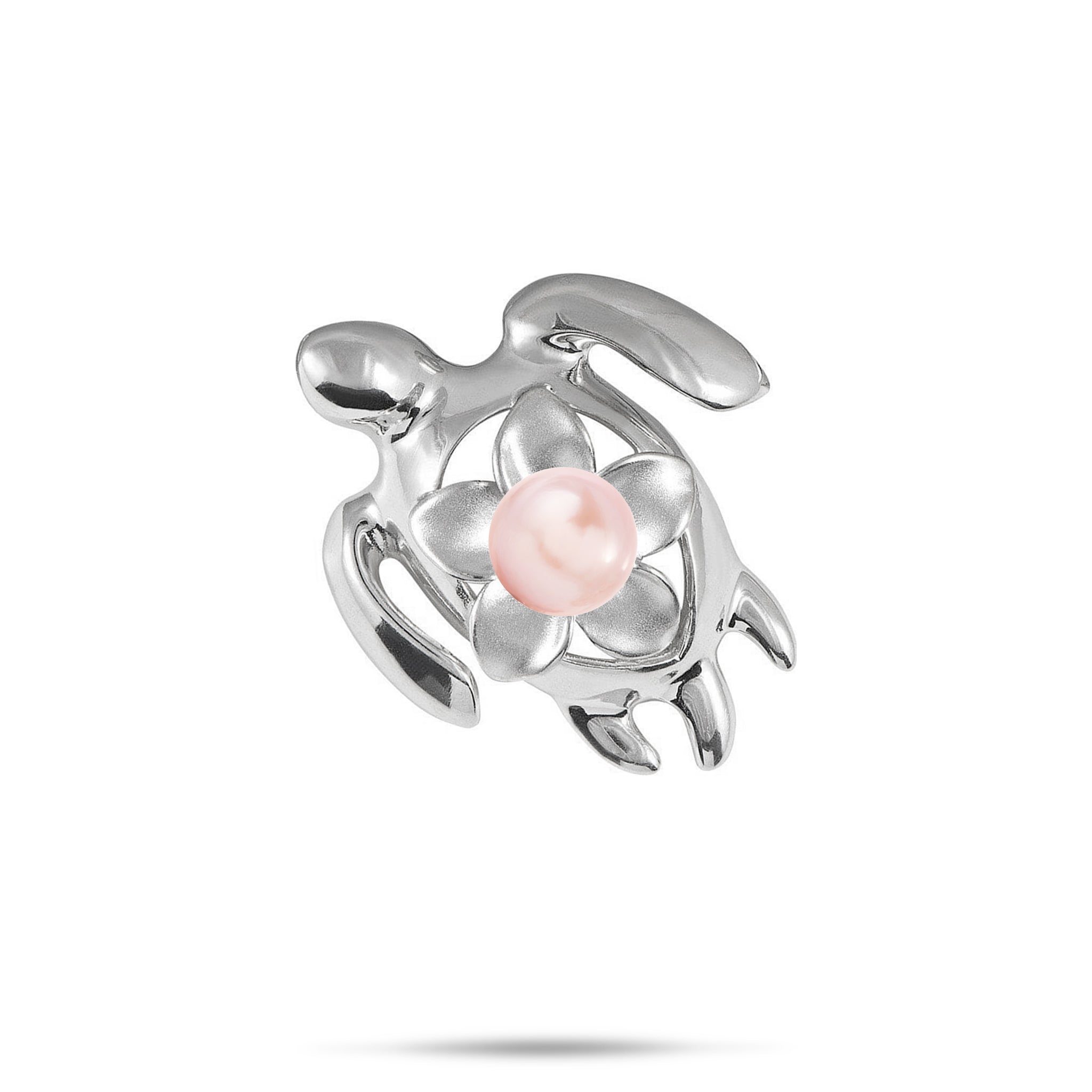 Pick A Pearl Plumeria Honu Pendant in Sterling Silver