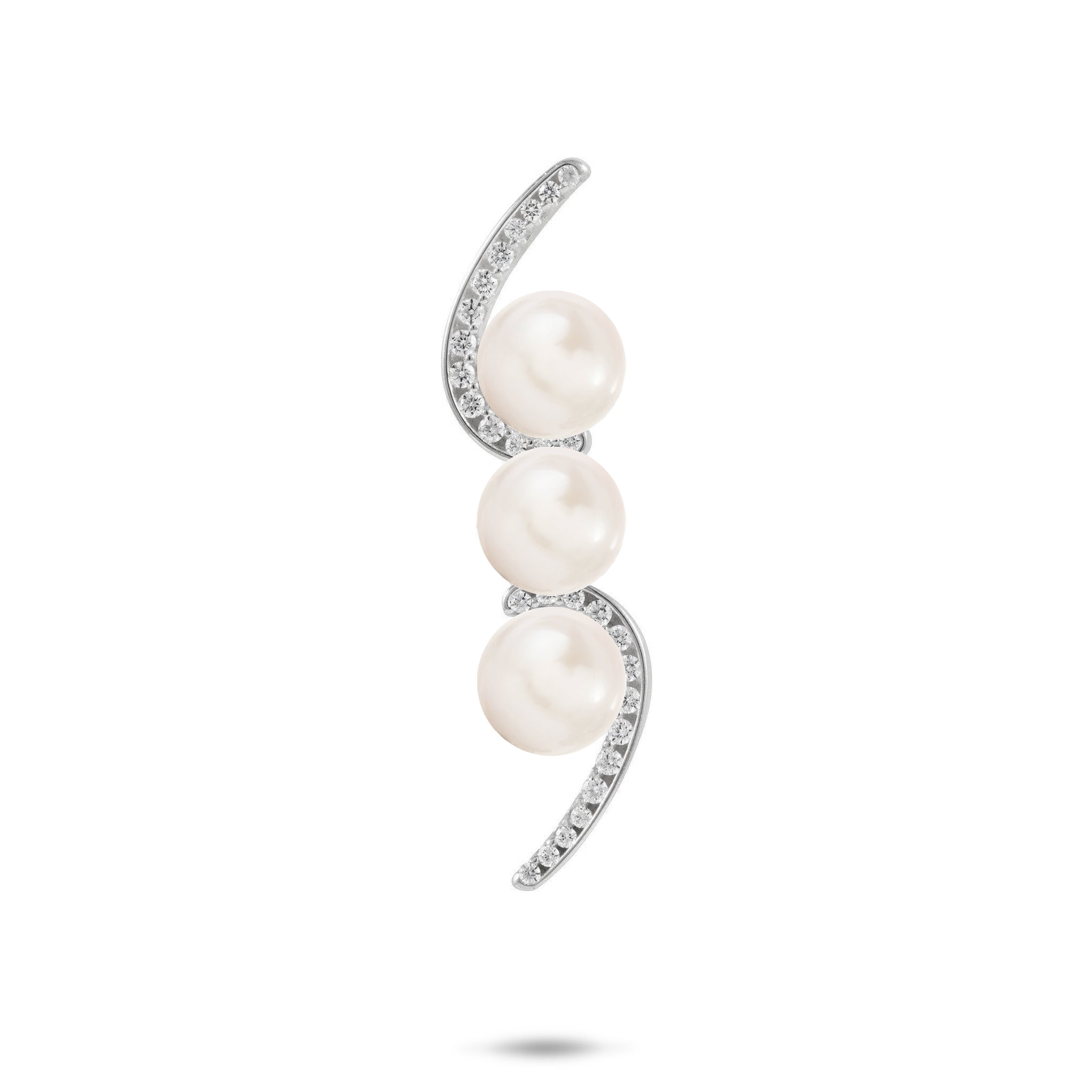 Pick A Pearl Bypass Pendant in Sterling Silver with Cubic Zirconia