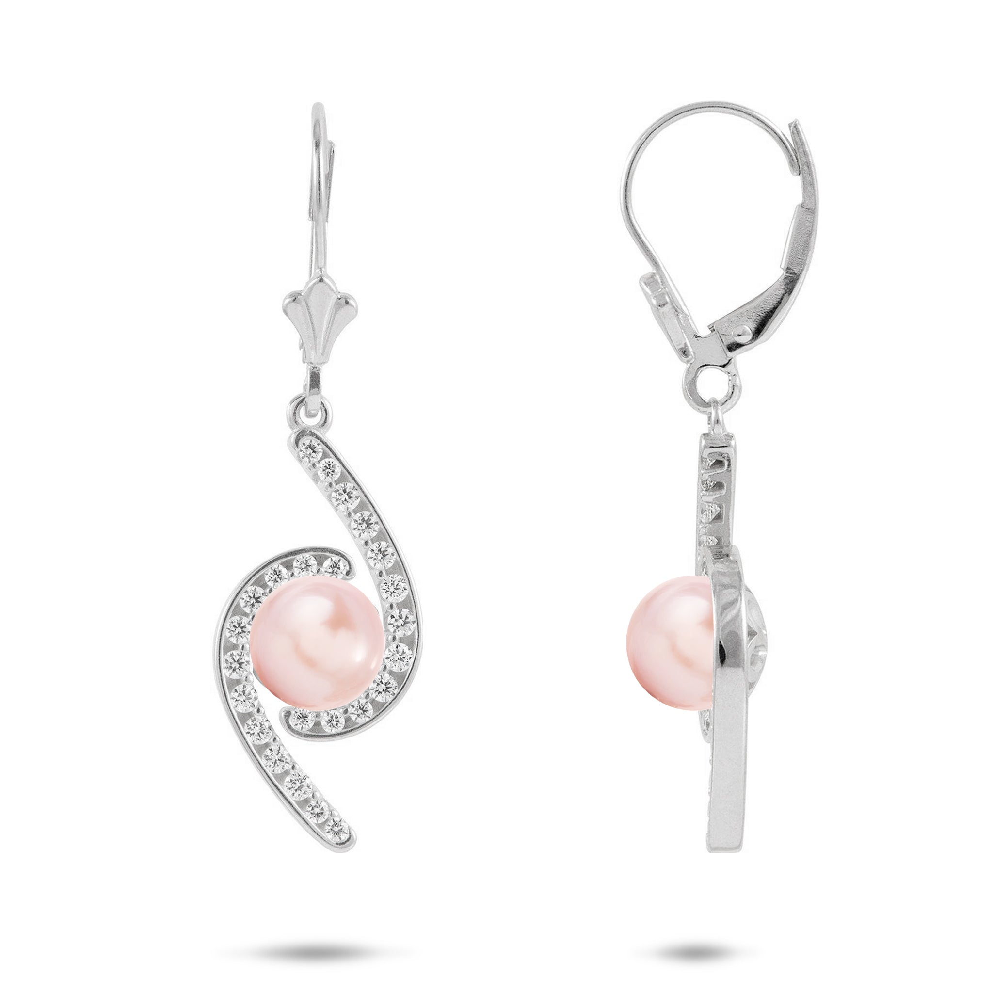 Pick A Pearl Bypass Earrings in Sterling Silver with Cubic Zirconia
