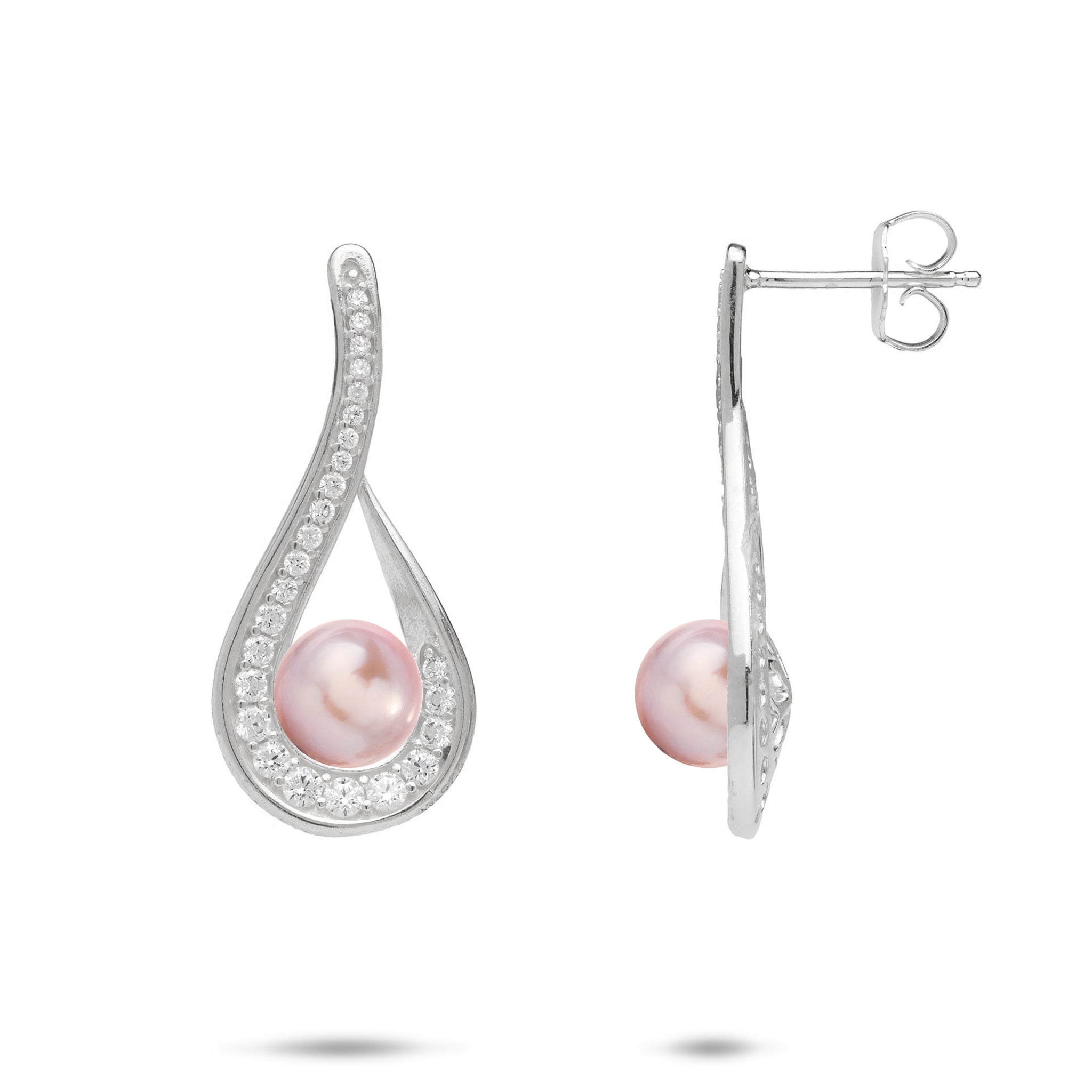 Pick A Pearl Earrings in Sterling Silver with Cubic Zirconia