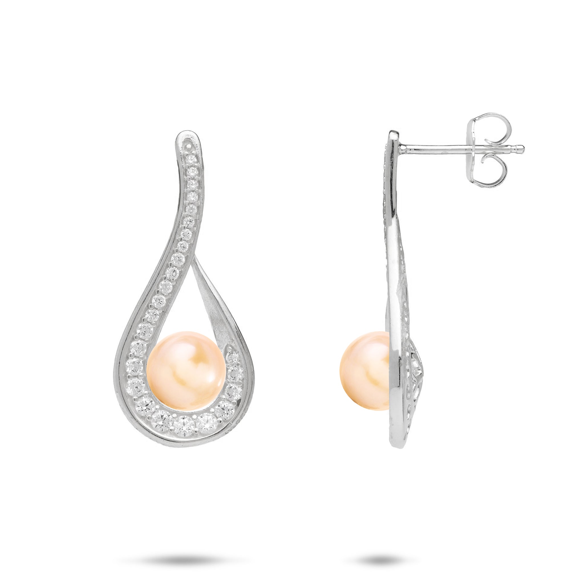 Pick A Pearl Earrings in Sterling Silver with Cubic Zirconia