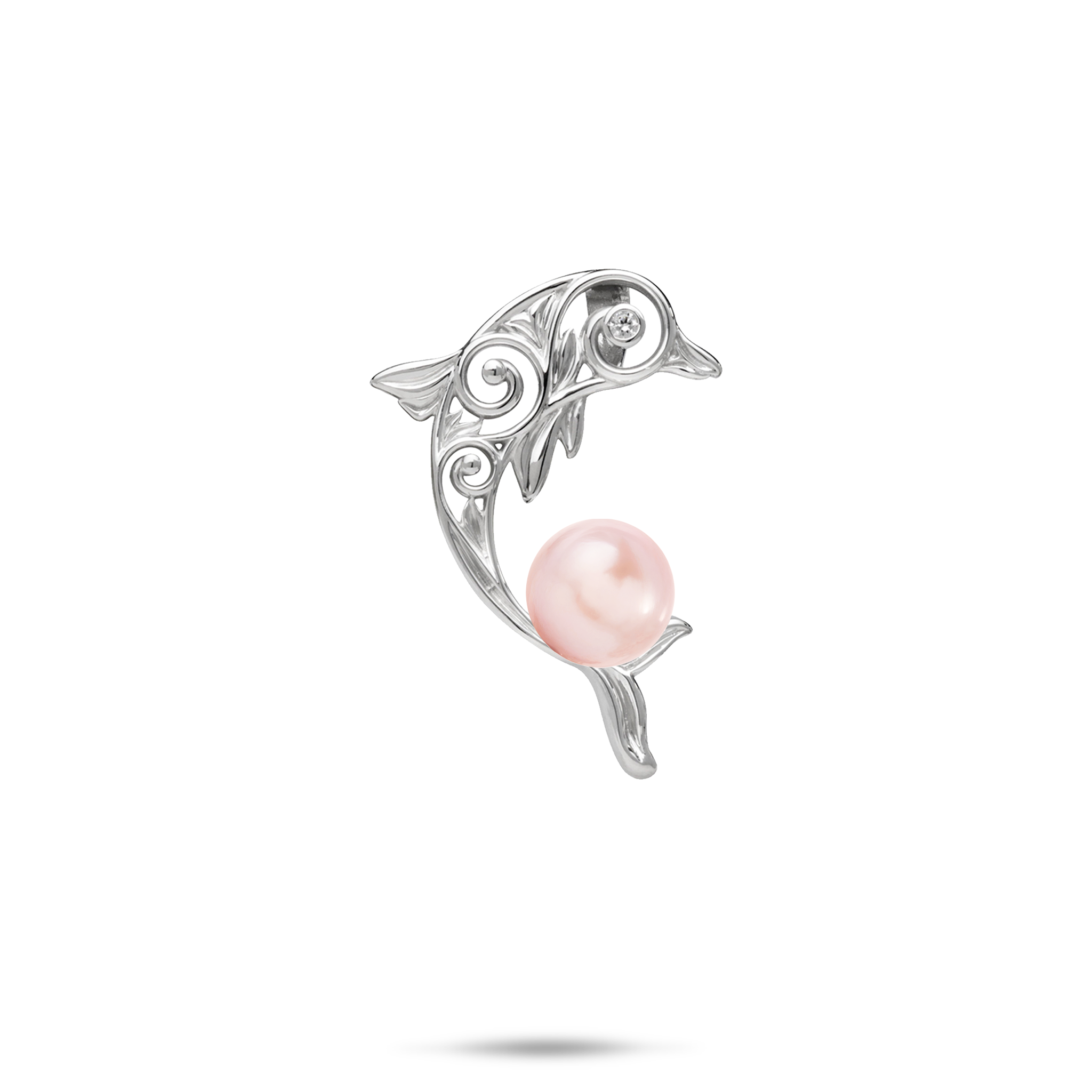 Pick A Pearl Living Heirloom Dolphin Pendant in Sterling Silver with CZ - 24mm