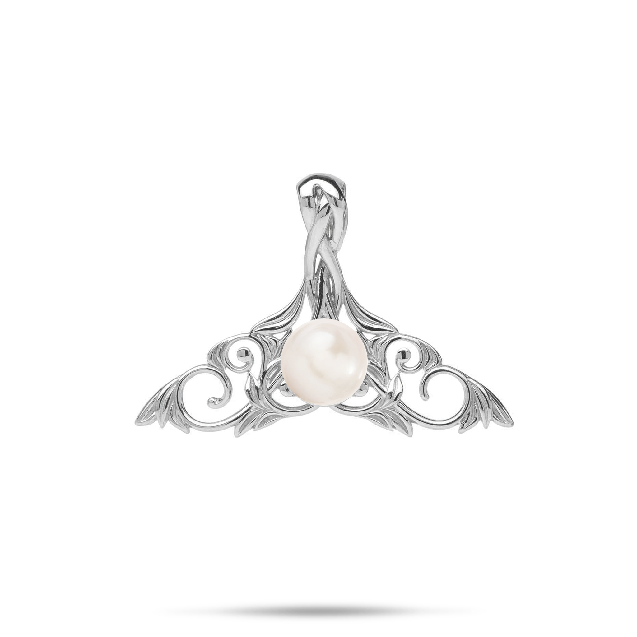 Pick A Pearl Whale's Tail Pendant in Sterling Silver - 21 mm