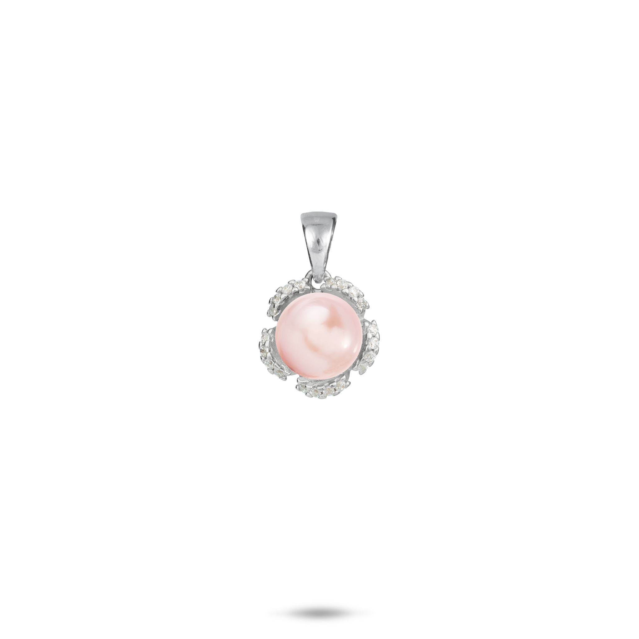 Pick A Pearl Plumeria Pendant in Sterling Silver with Cubic Zirconia