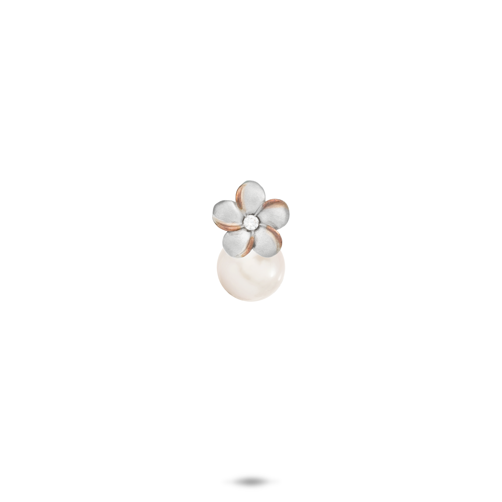 Pick A Pearl Plumeria Pendant in Sterling Silver with Cubic Zirconia