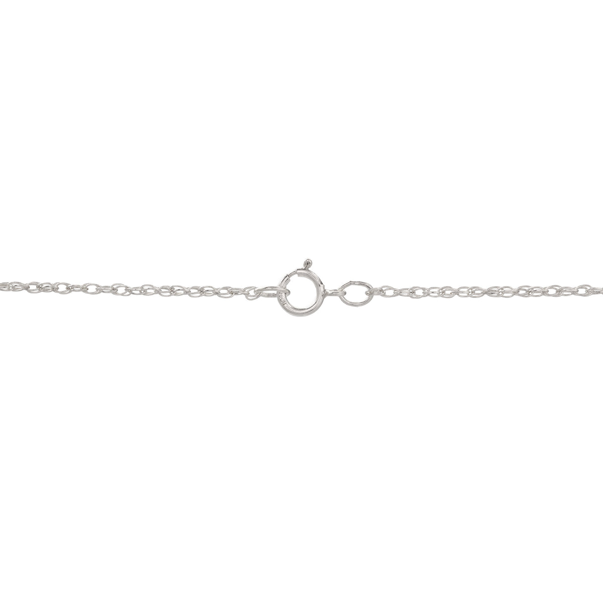 Close up of a 1.5mm double rope chain with round lobster clasp in sterling silver on a white background