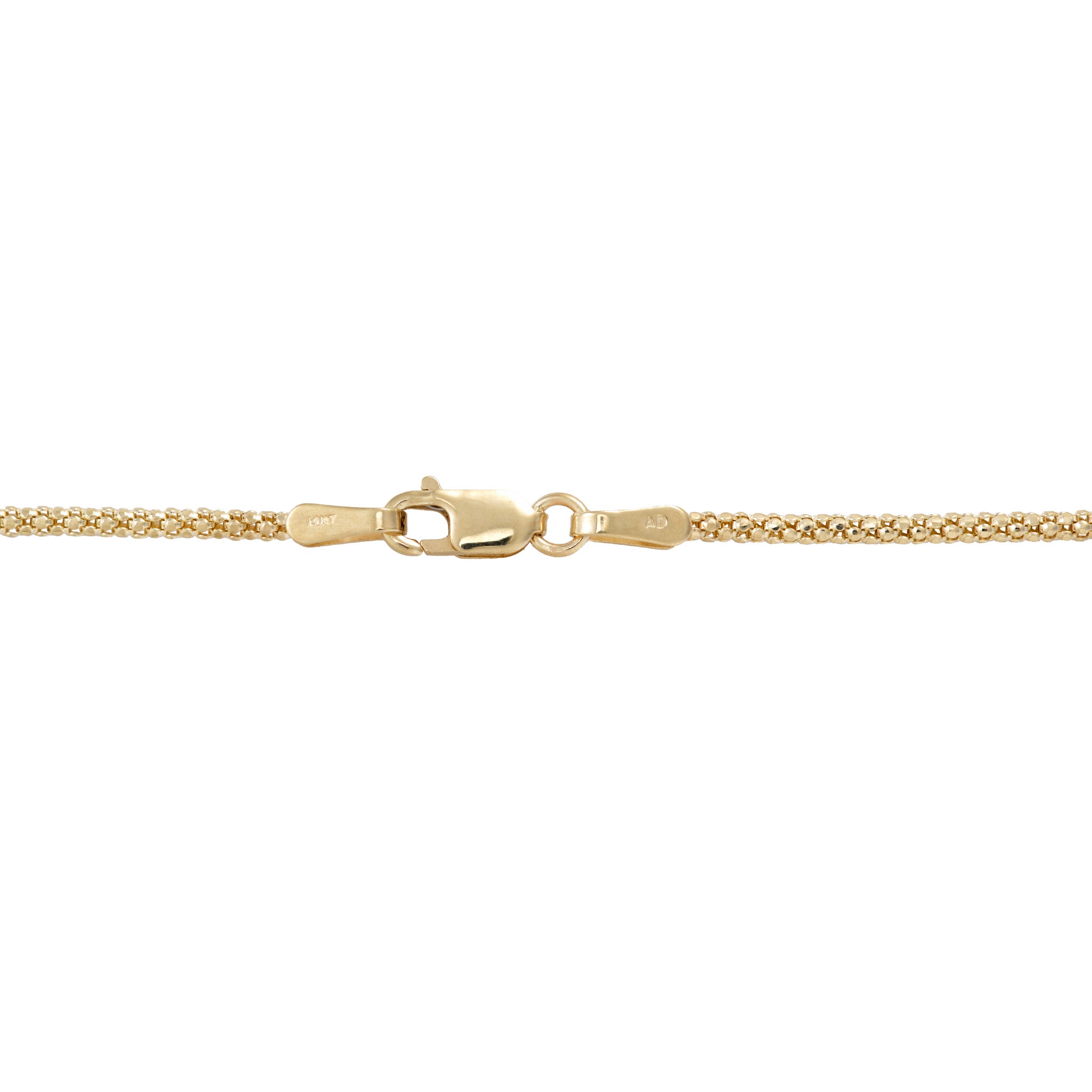 Popcorn chain with a lobster claw clasp on a white background