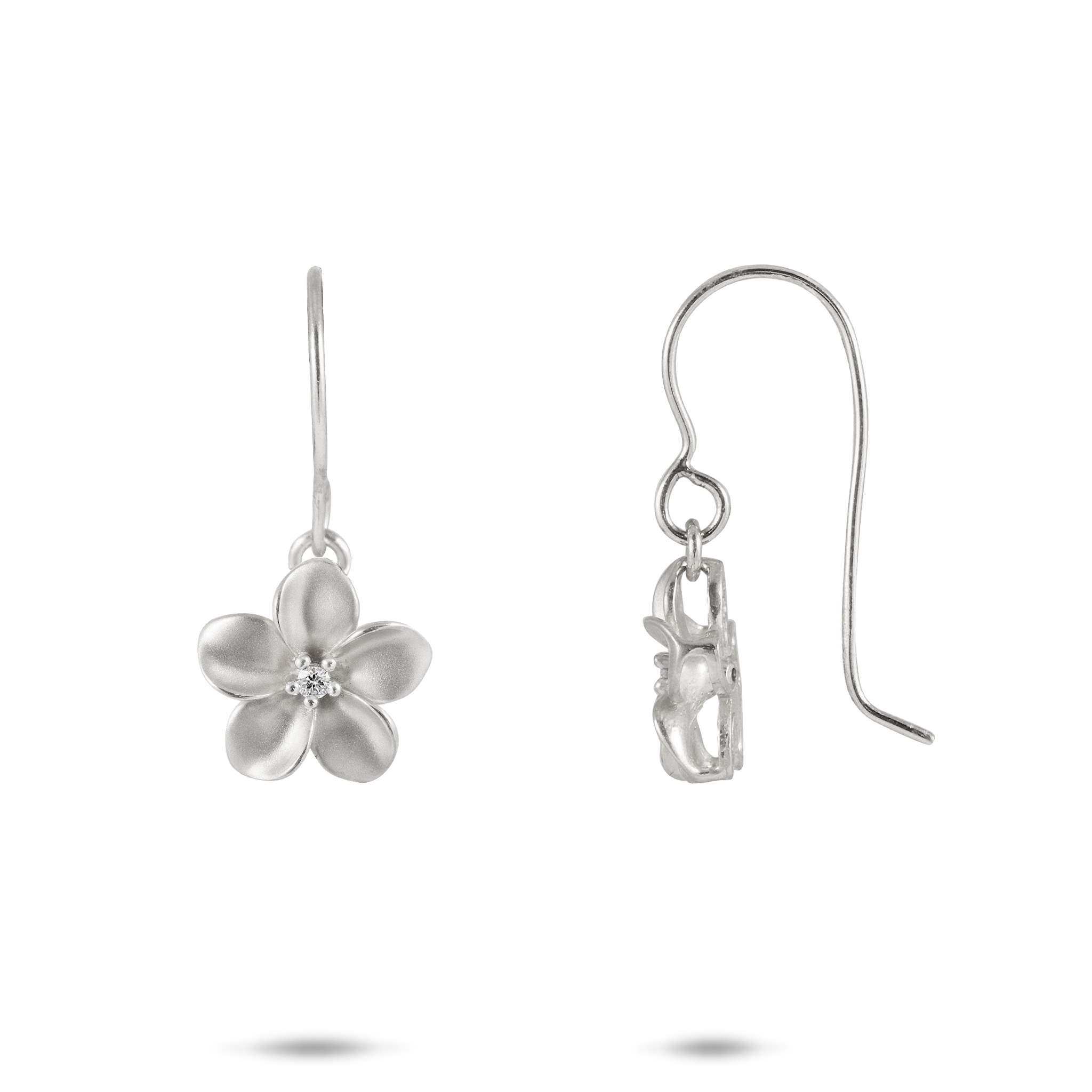 Plumeria Earrings in White Gold with Diamonds - 11mm