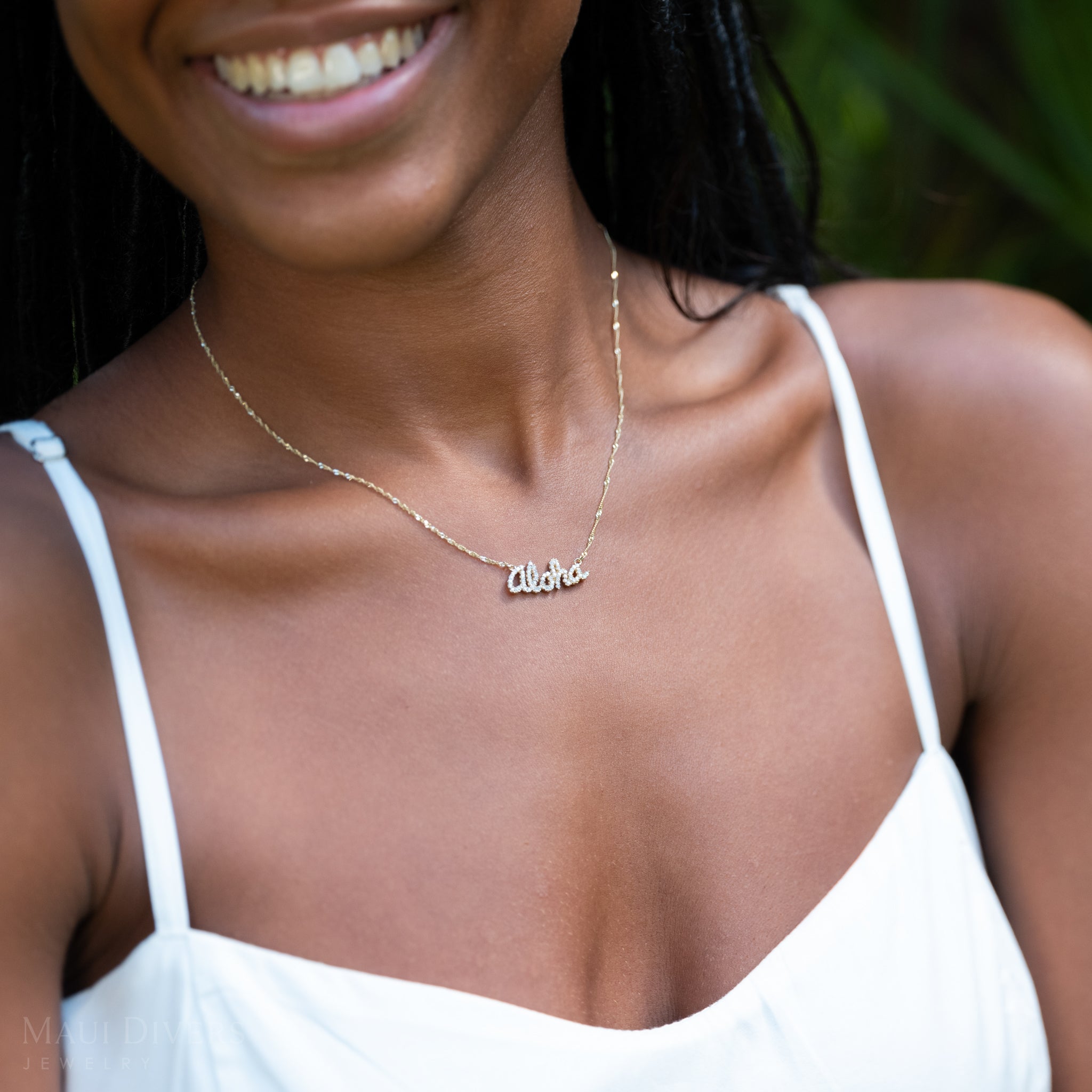 16" Aloha Necklace in Gold with Diamonds