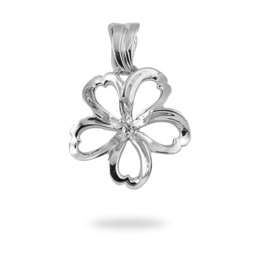 Pick A Pearl Plumeria Pendant in White Gold - 17mm