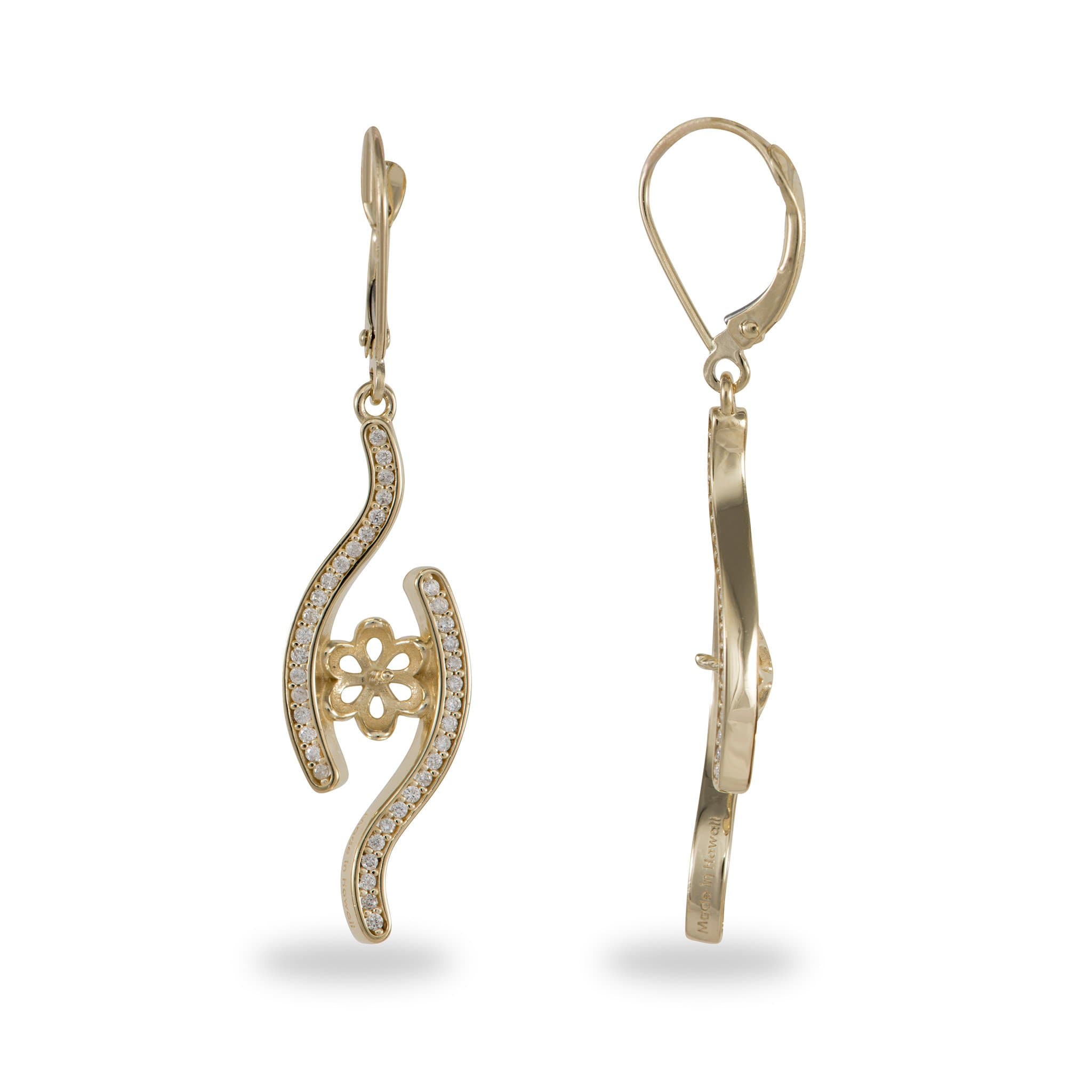Pick A Pearl Earrings with Diamonds in Gold - 30mm