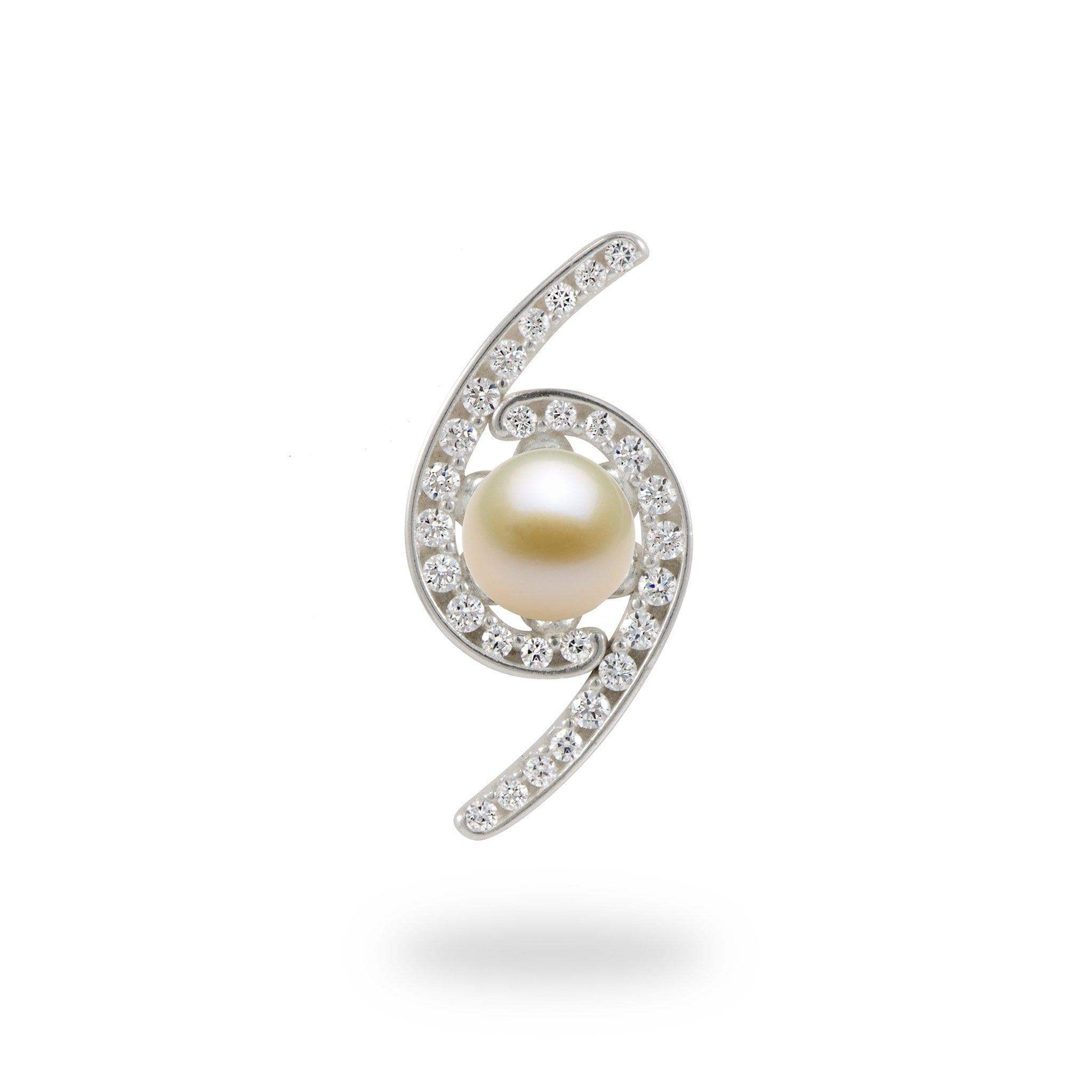 Pick-a-Pearl Pendant in Sterling Silver with Cubic Zirconia with white Pearl - Maui Divers Jewelry