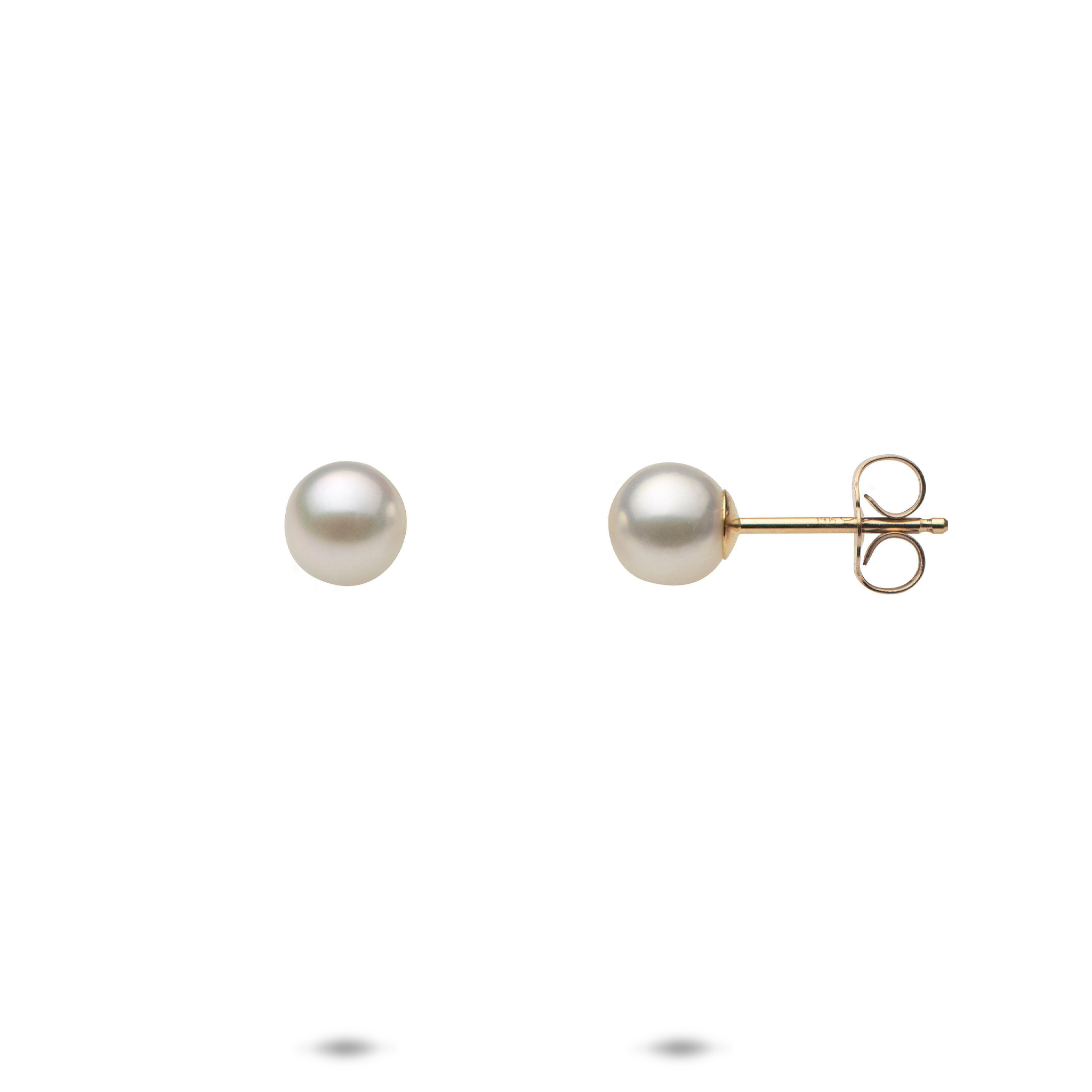 Akoya White Pearl Earrings in Gold - 5.5-6mm