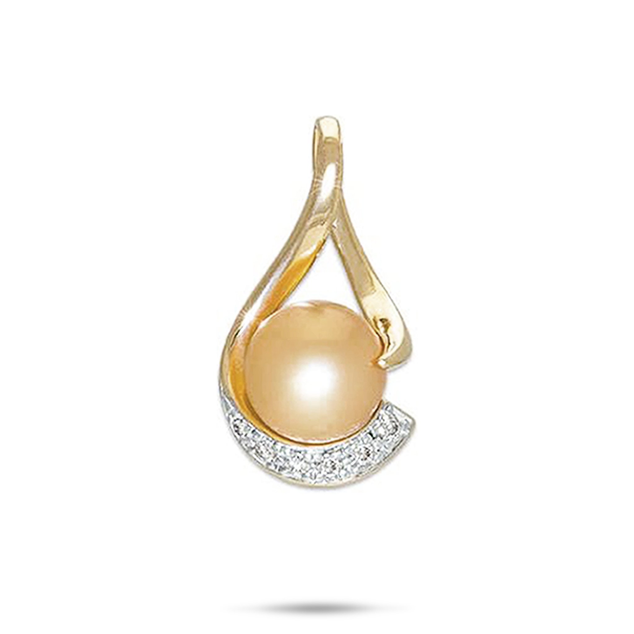 South Sea Gold Pearl Infinity Pendant in Gold with Diamonds - 11-12mm
