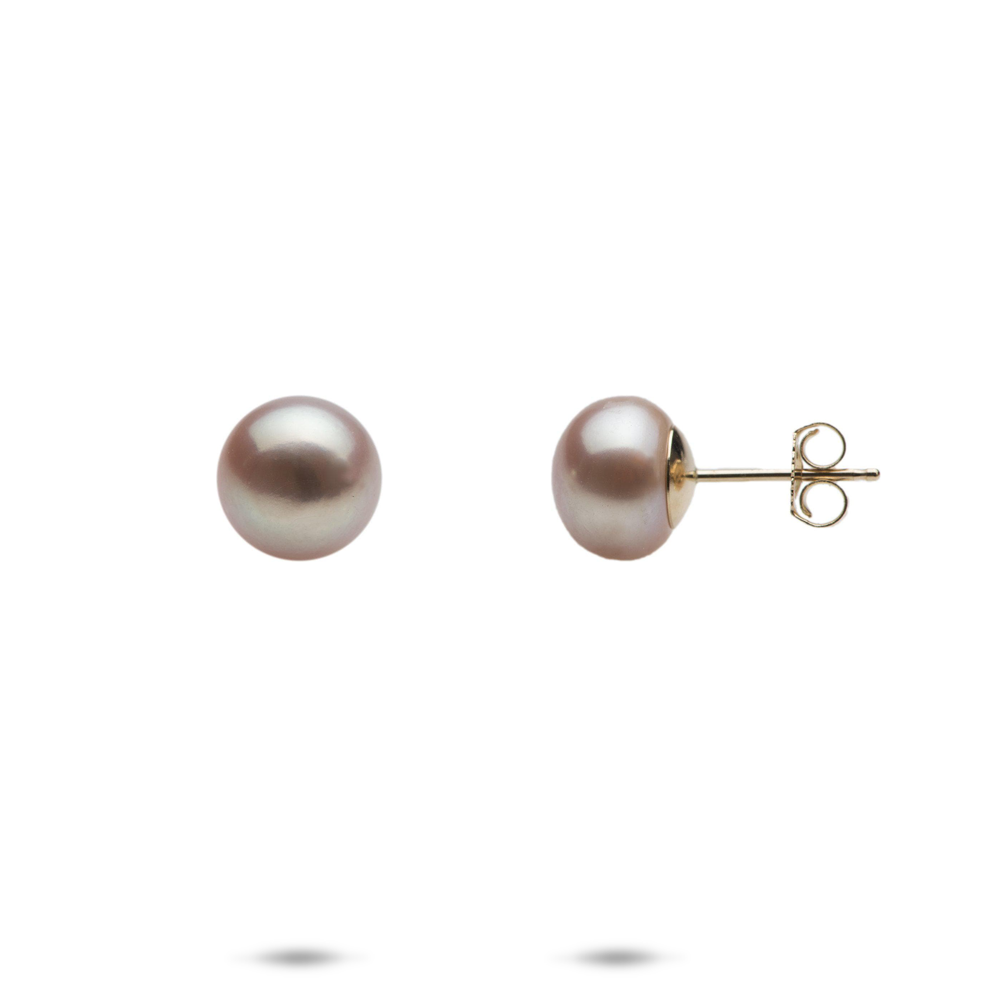 Button Freshwater Pearl Earrings in Gold - 8-9mm