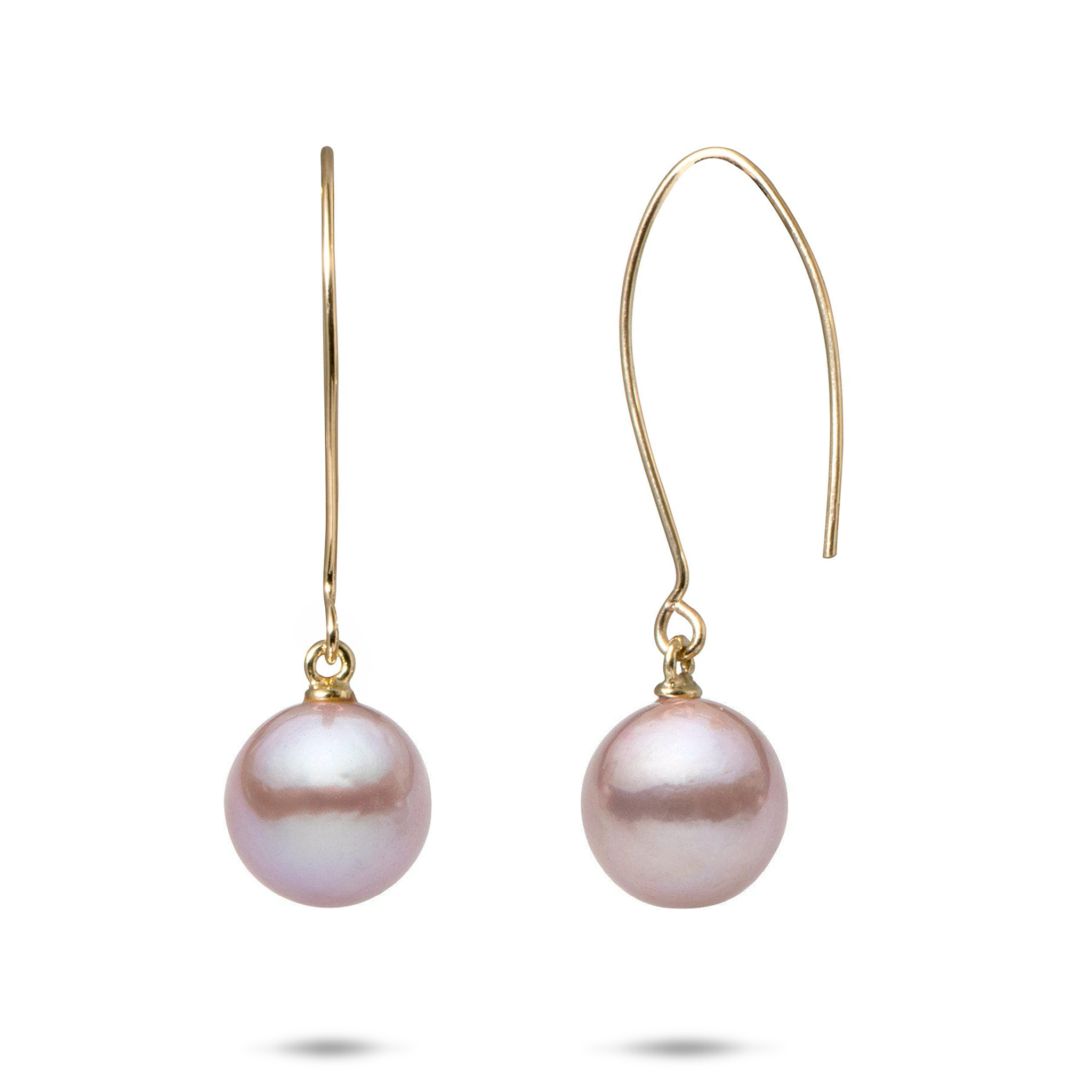 Lilac Freshwater Pearl Earrings in Gold - 9-10mm