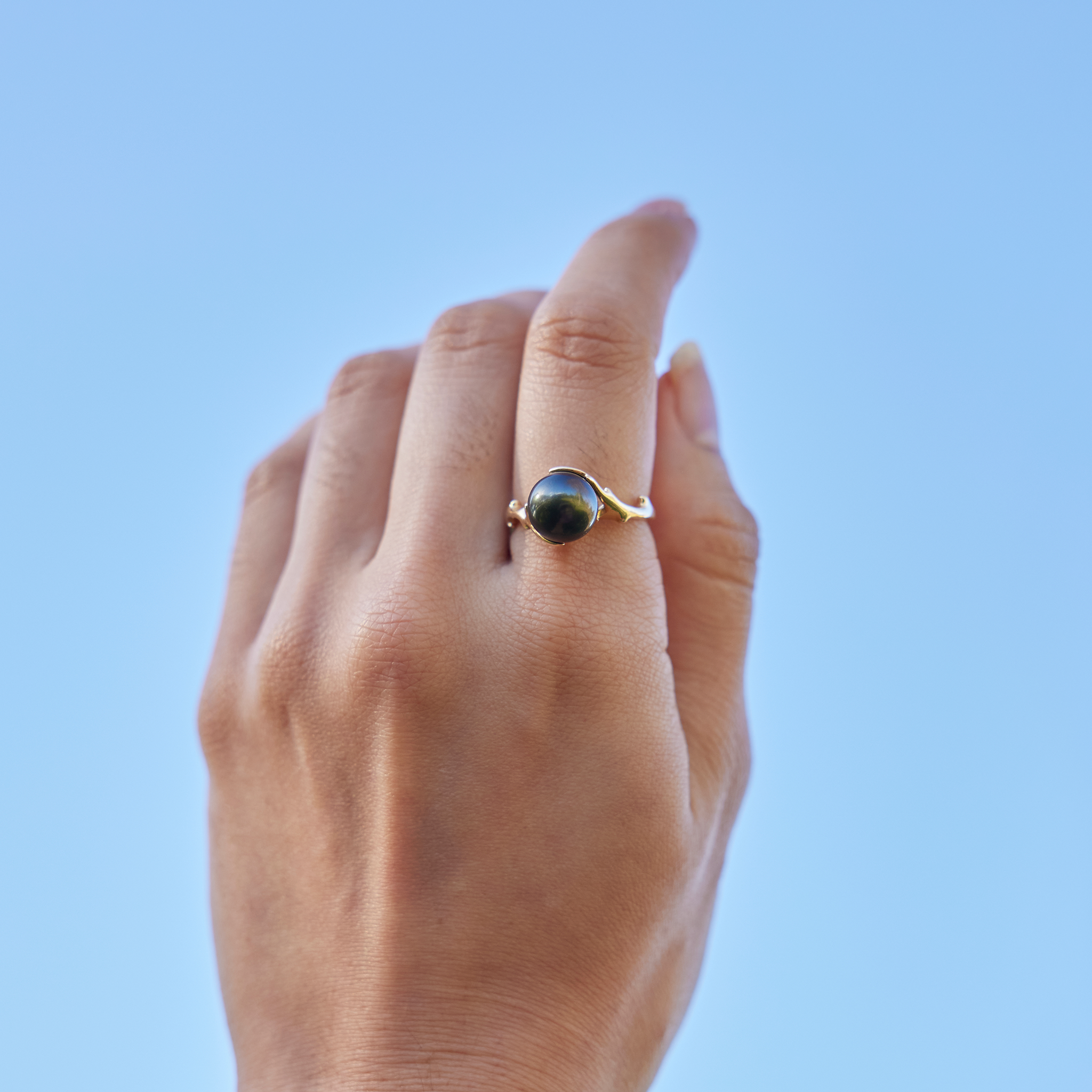 Heritage Tahitian Black Pearl Ring in Gold - 9-10mm