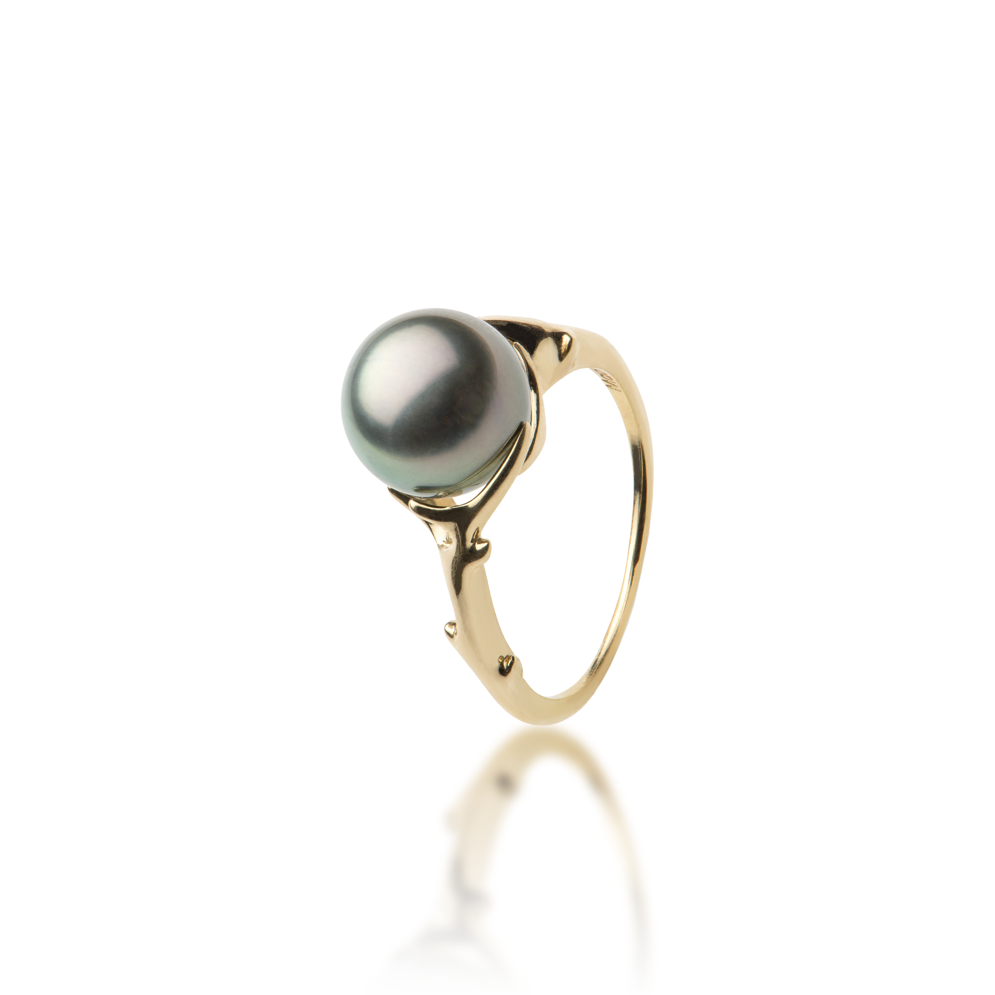 Heritage Tahitian Black Pearl Ring in Gold - 9-10mm