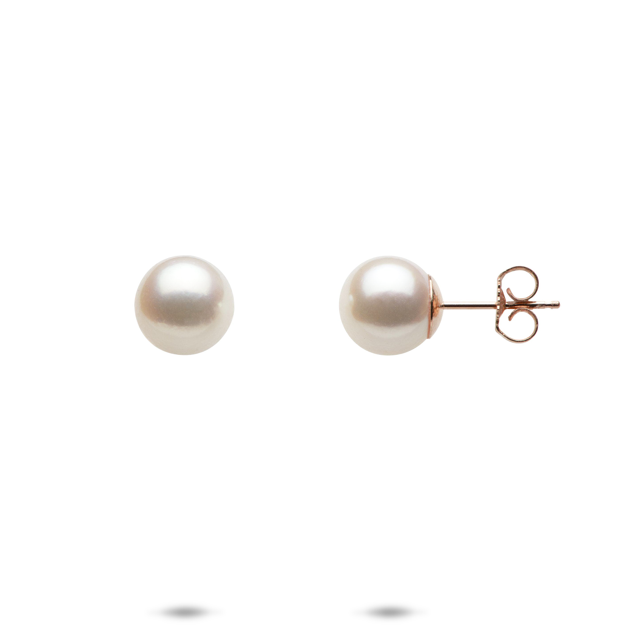 Akoya Pearl Earrings in Rose Gold - 8mm