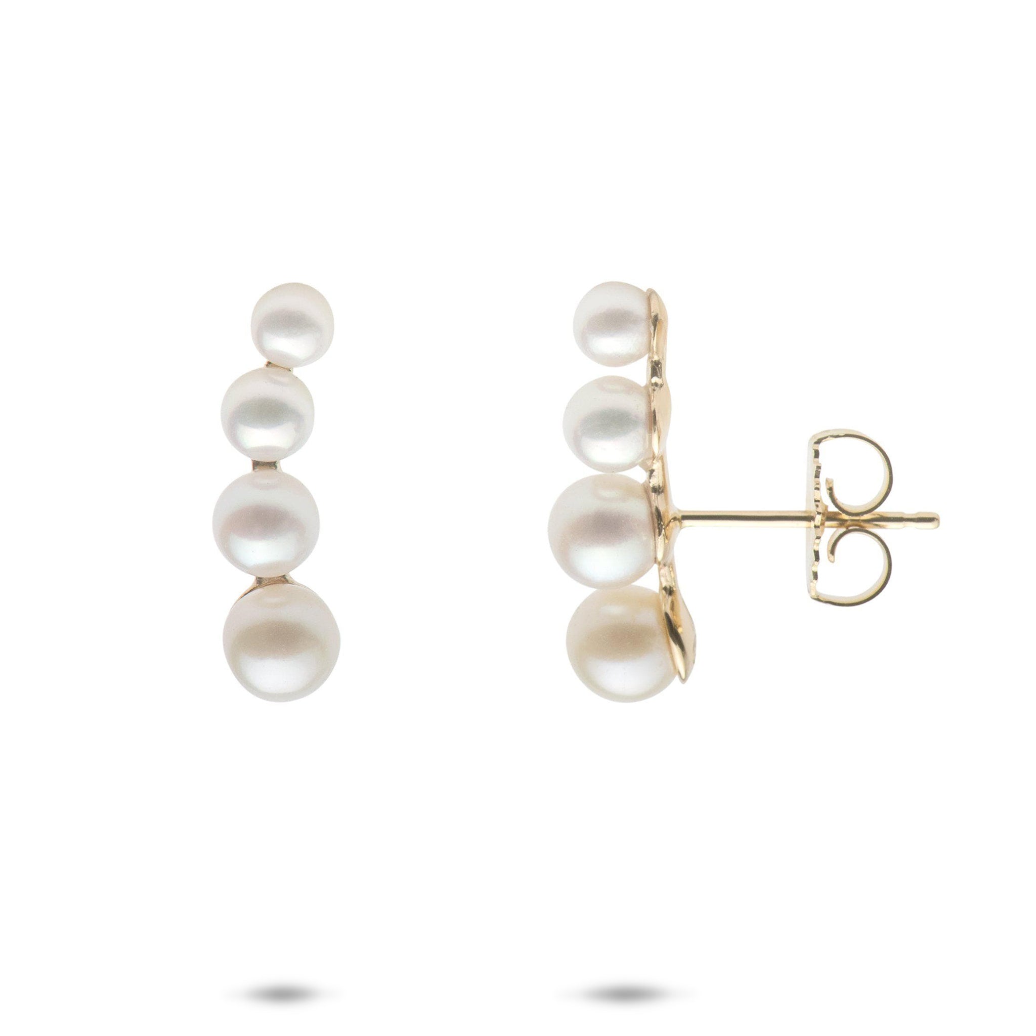 Akoya & Freshwater White Pearl Earrings in Gold - 3.5-6mm