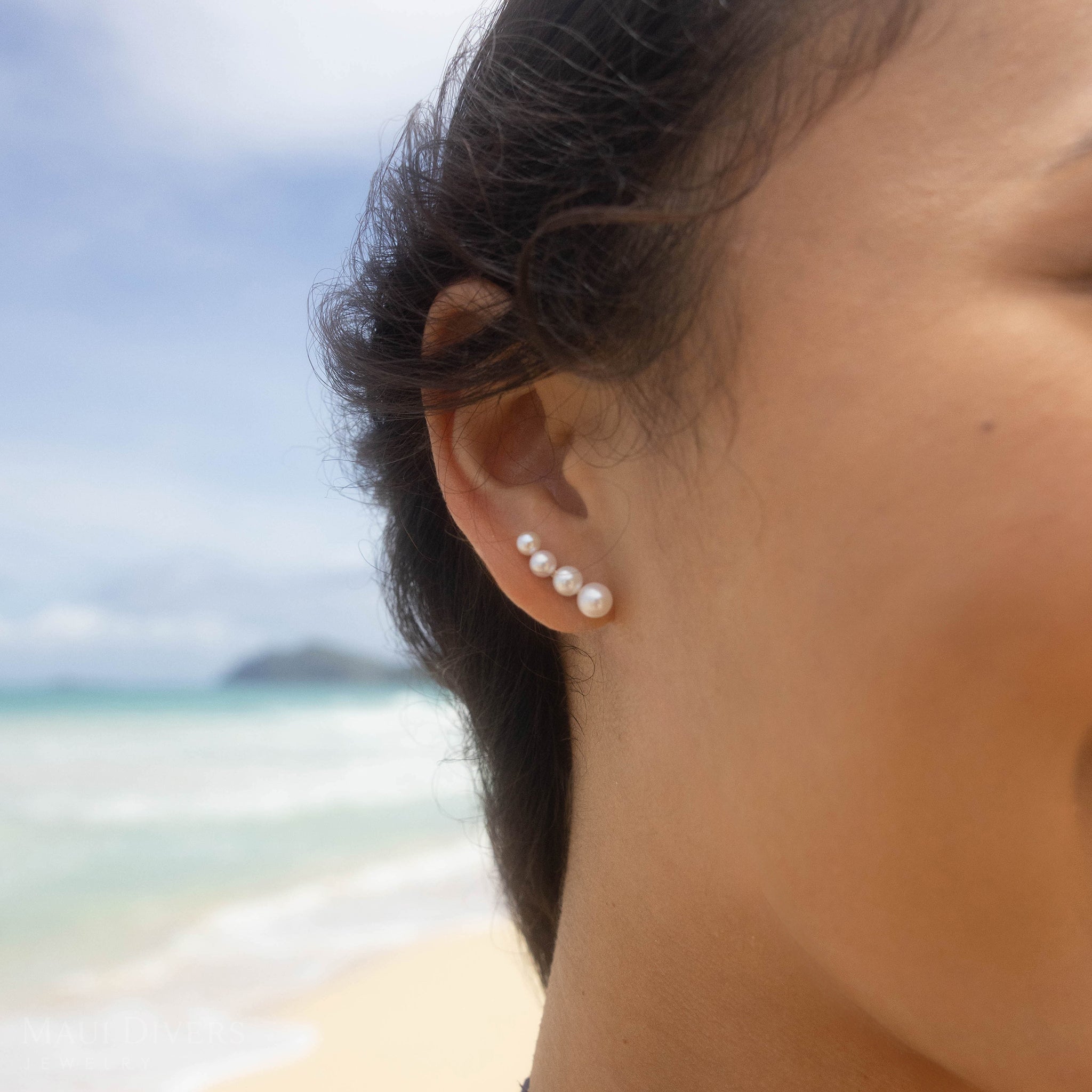 Akoya & Freshwater White Pearl Earrings in Gold - 3.5-6mm